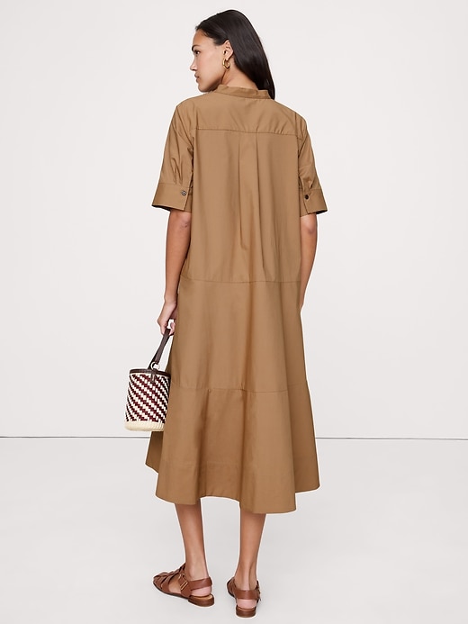 cotton poplin tuxedo-front midi dress Cotton Poplin Tuxedo-Front Midi Dress