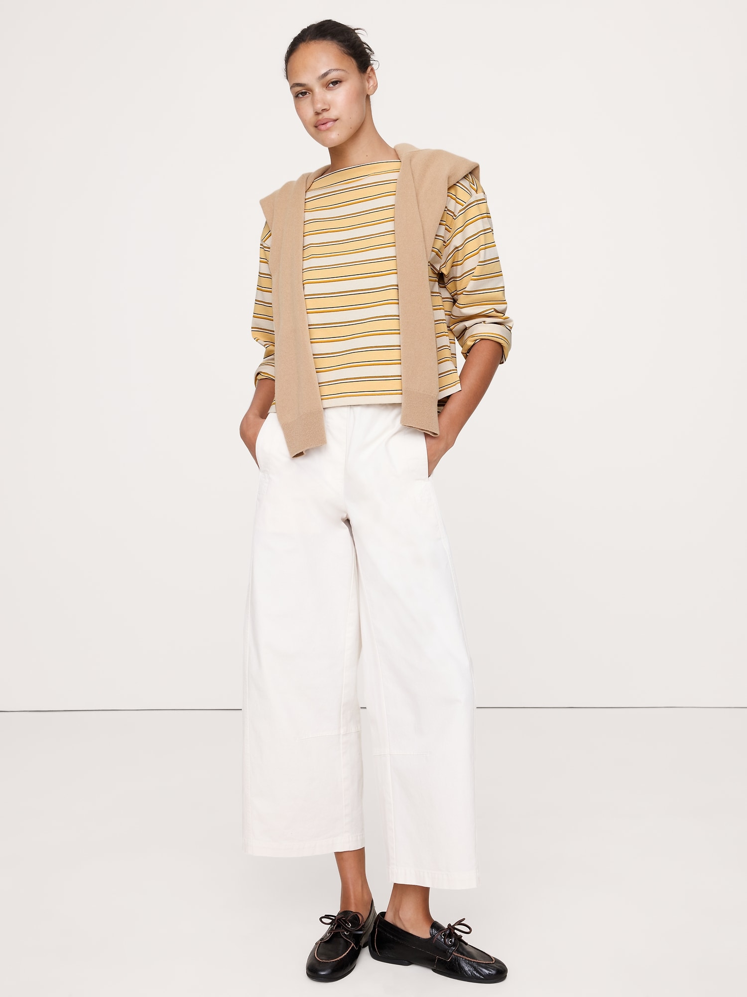 Image number 1 showing, Relaxed Heavyweight Cotton Boat-Neck T-Shirt