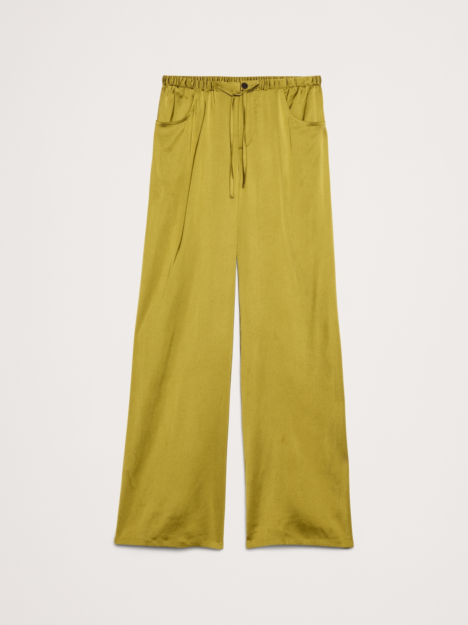 Image number 4 showing, Mid-Rise Wide-Leg Pull-On Stretch-Satin Pant