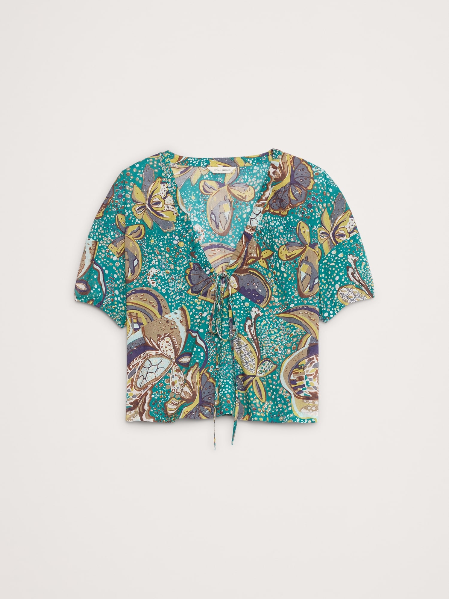 Image number 7 showing, Cotton Tie-Front V-Neck Top