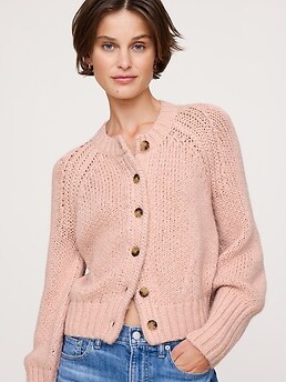 Cotton-Alpaca-Merino Raglan Cardigan | Banana Republic