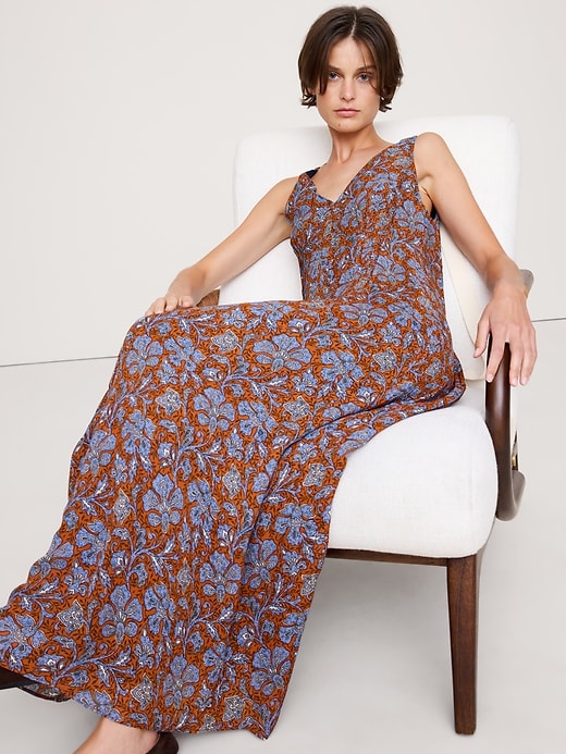 chinese dress ladies Sofie Pintuck Linen Maxi Dress / White | Meshki main image 0