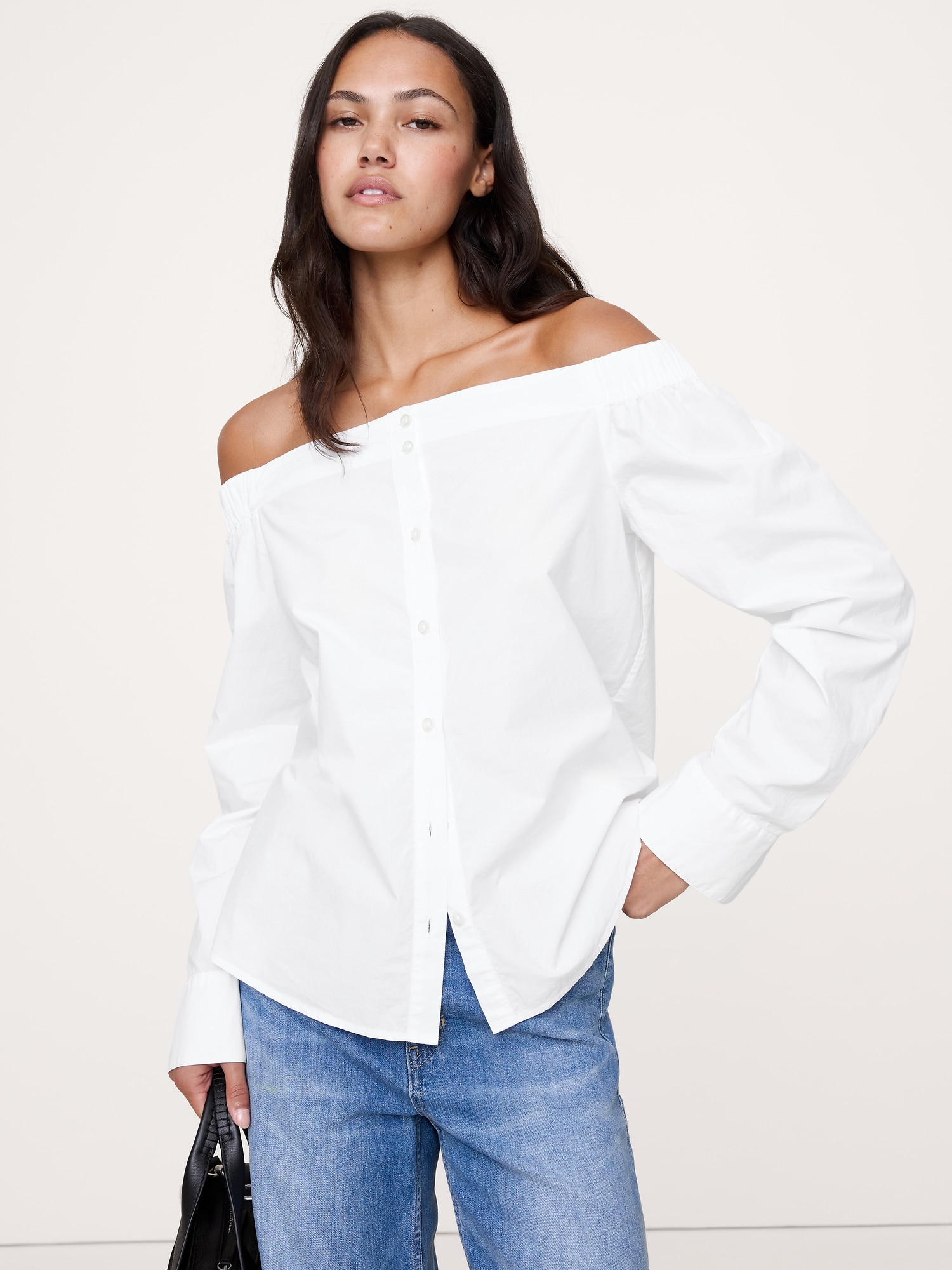 Image number 1 showing, Cotton Poplin Off The Shoulder Top