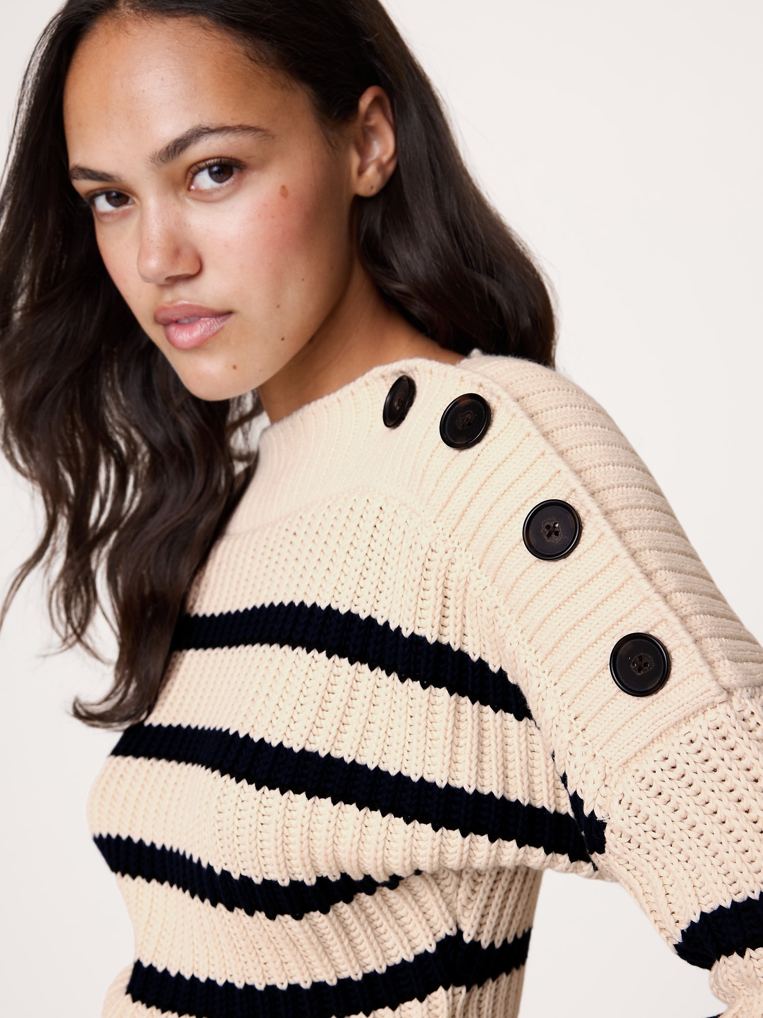 Image number 5 showing, Cotton Button-Shoulder Sweater