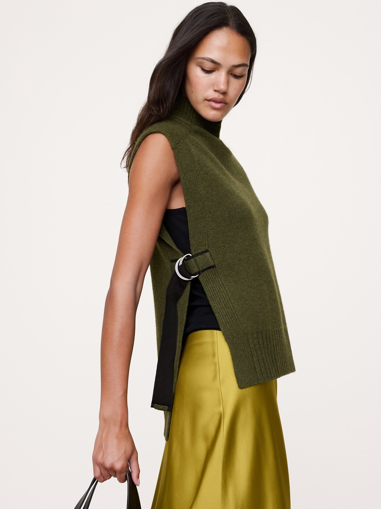 Image number 3 showing, MERINO-CASHMERE SWEATER VEST WITH OPEN SIDES