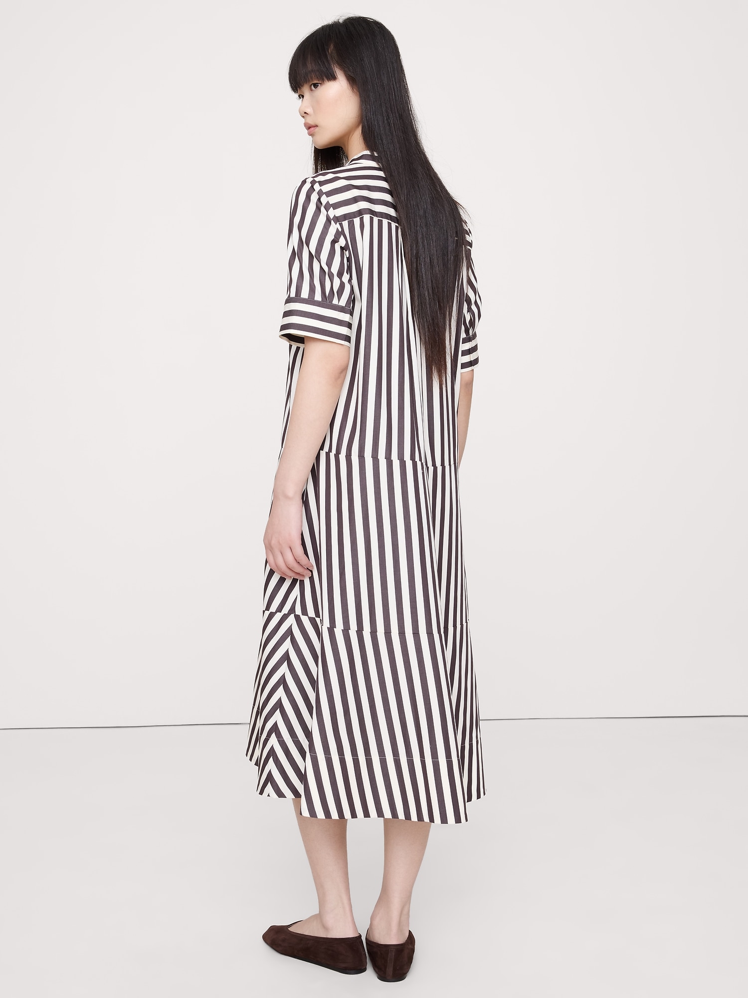 Image number 2 showing, Cotton Poplin Tuxedo-Front Midi Dress