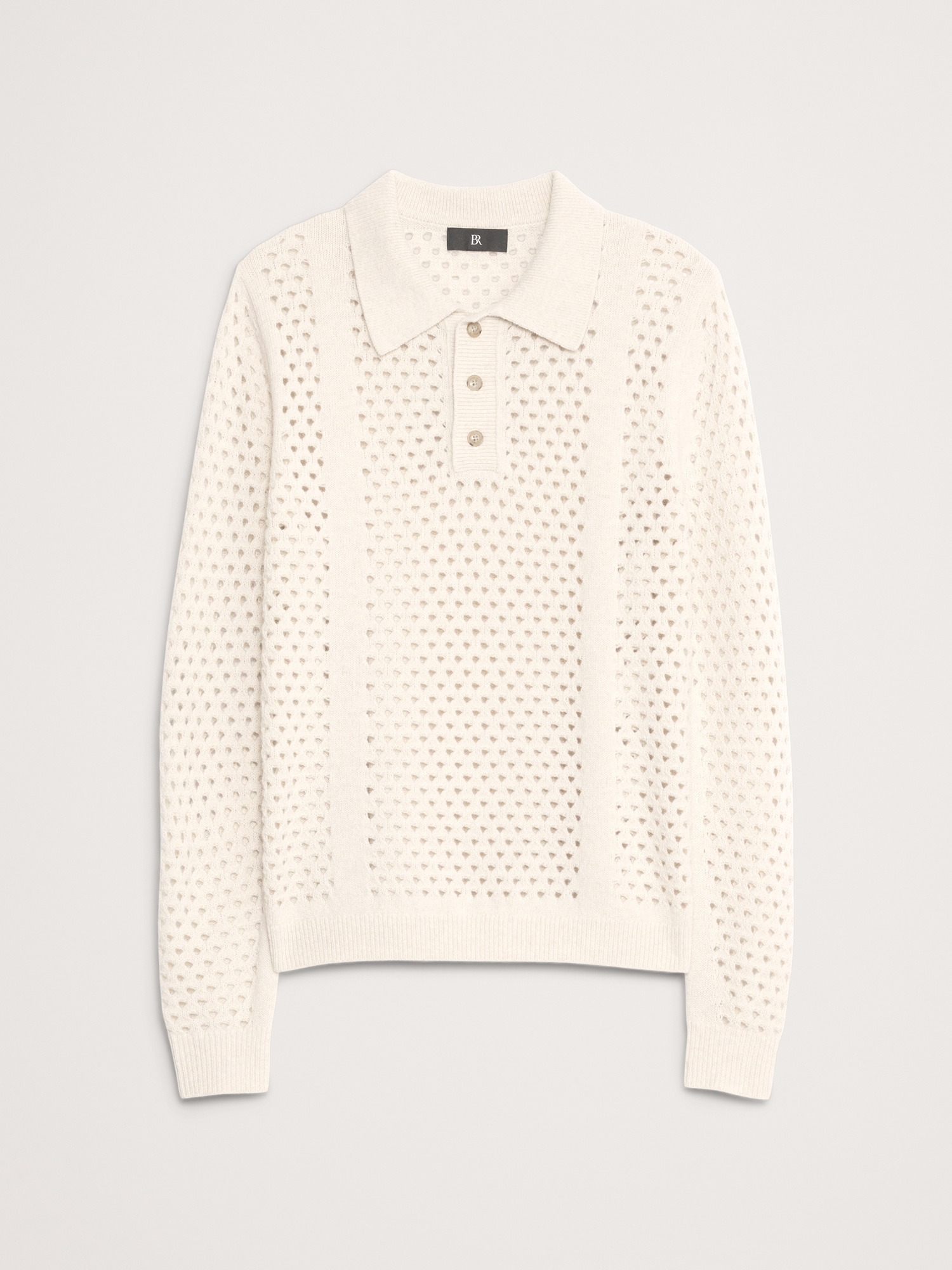 Image number 4 showing, ITALIAN WOOL-BLEND MESH SWEATER POLO