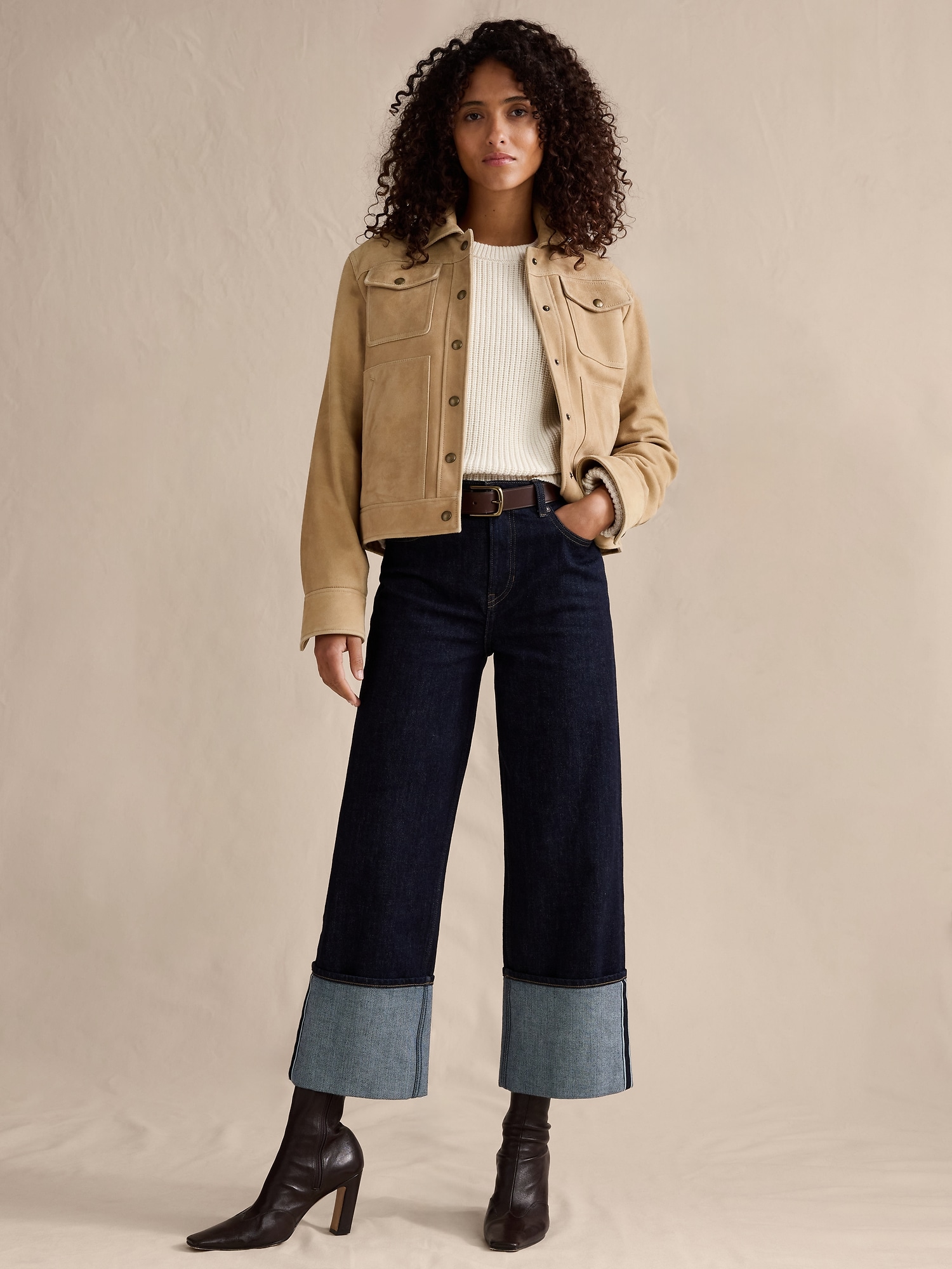 Image number 1 showing, High-Rise Stovepipe Straight Leg Jean