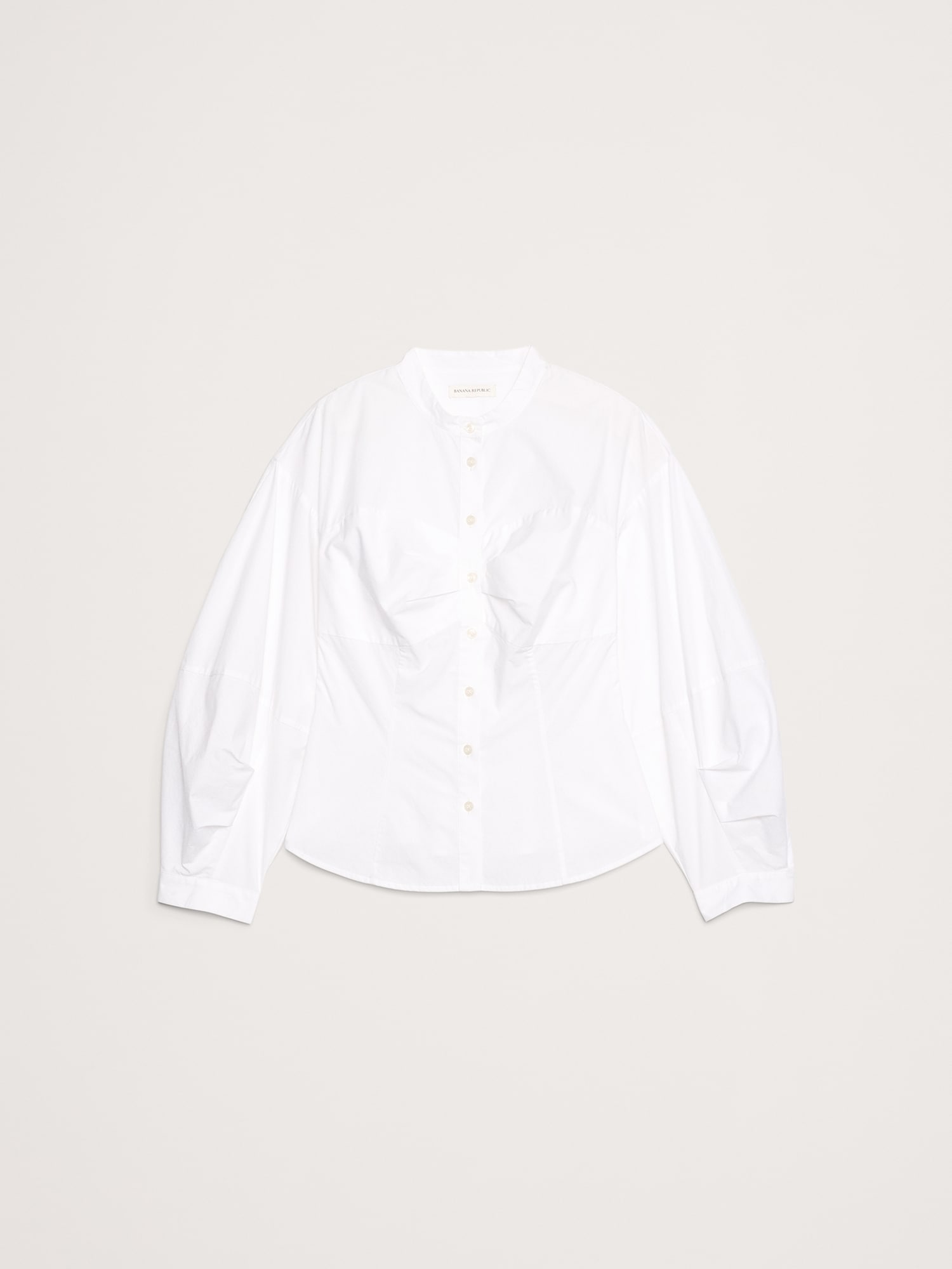 Image number 7 showing, COTTON POPLIN BALLOON-SLEEVE SHIRT