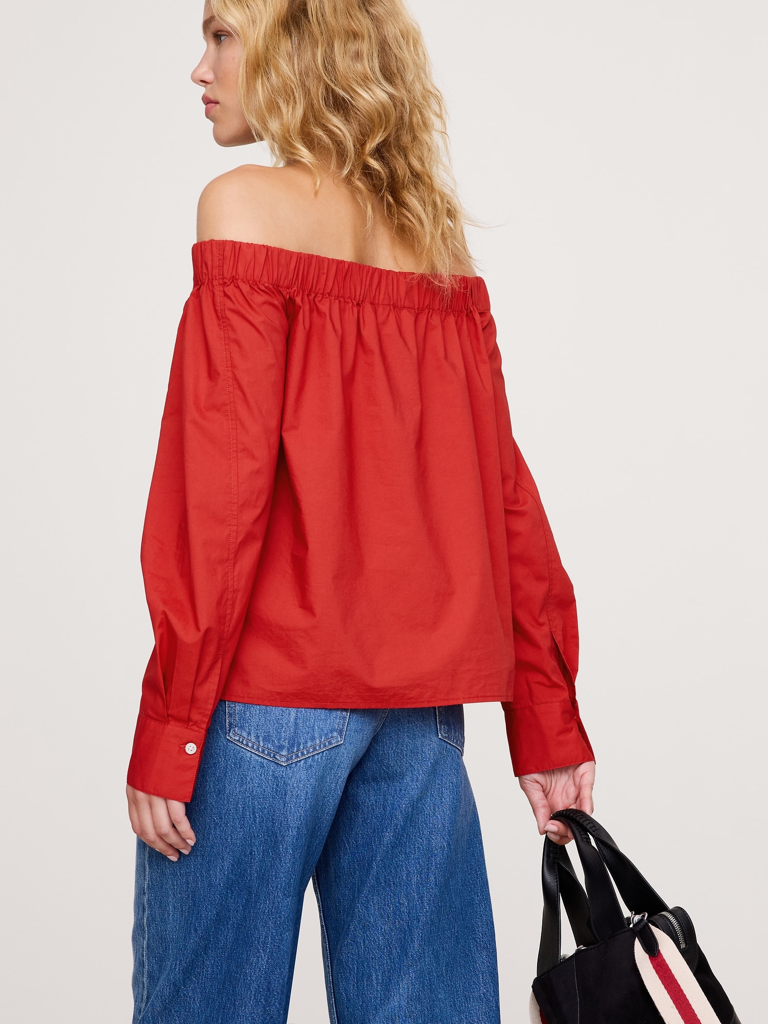 Cotton Poplin Off The Shoulder Top
