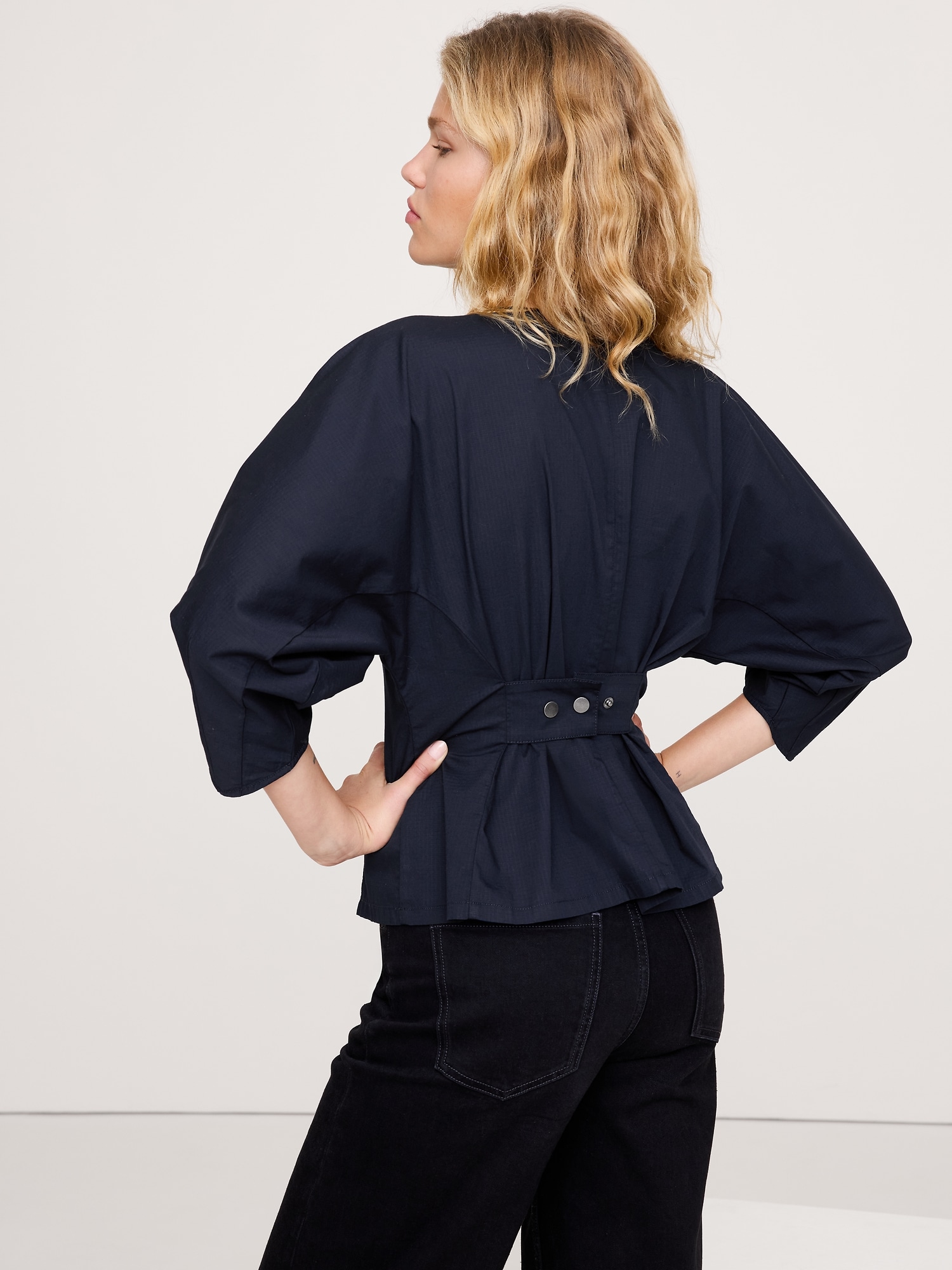Image number 6 showing, Stretch-Cotton Utility Peplum Top