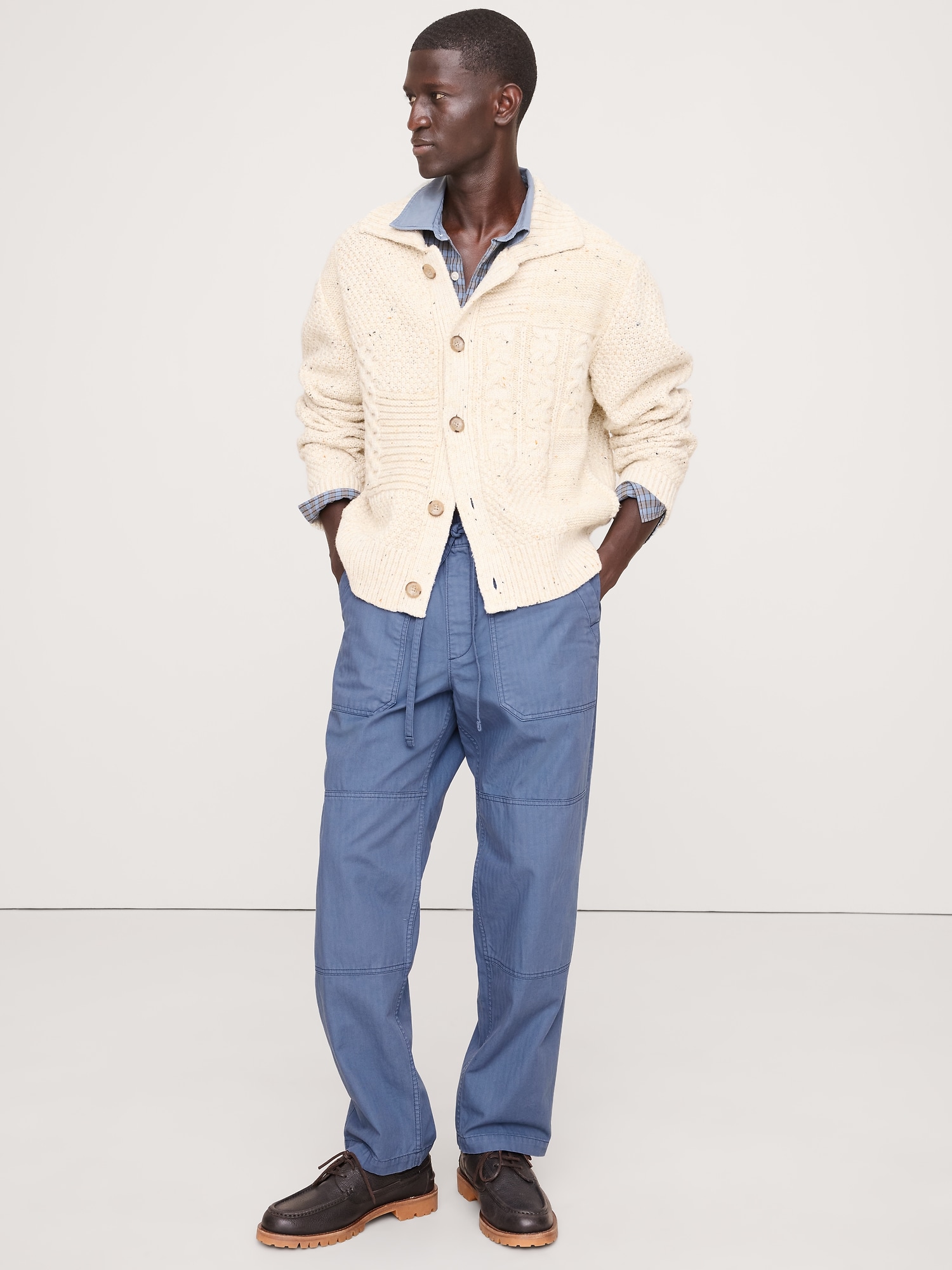 Image number 1 showing, Herringbone Cotton Pull-On Gardener Pant