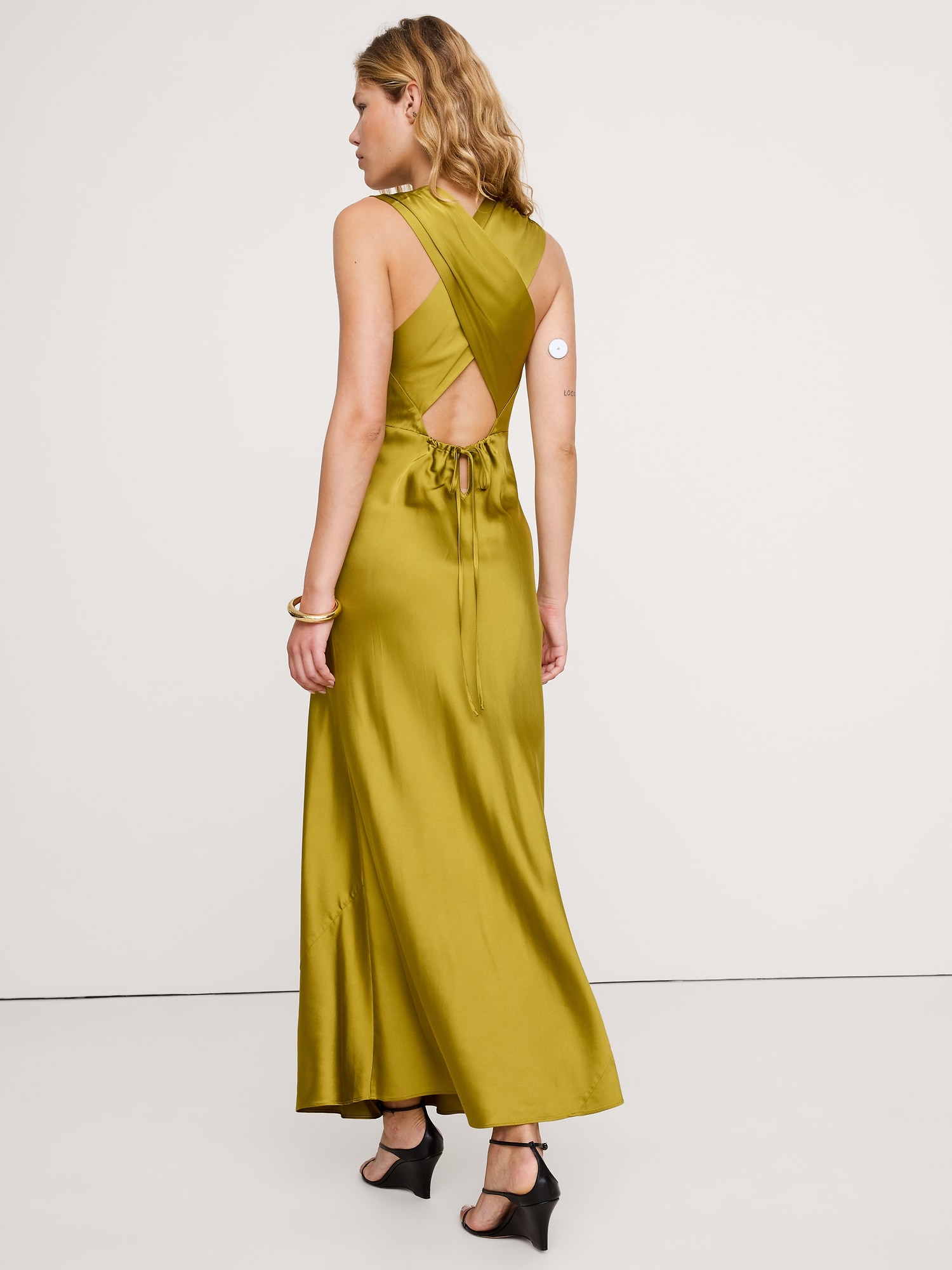 Image number 6 showing, Stretch-Satin Open-Back Maxi Dress