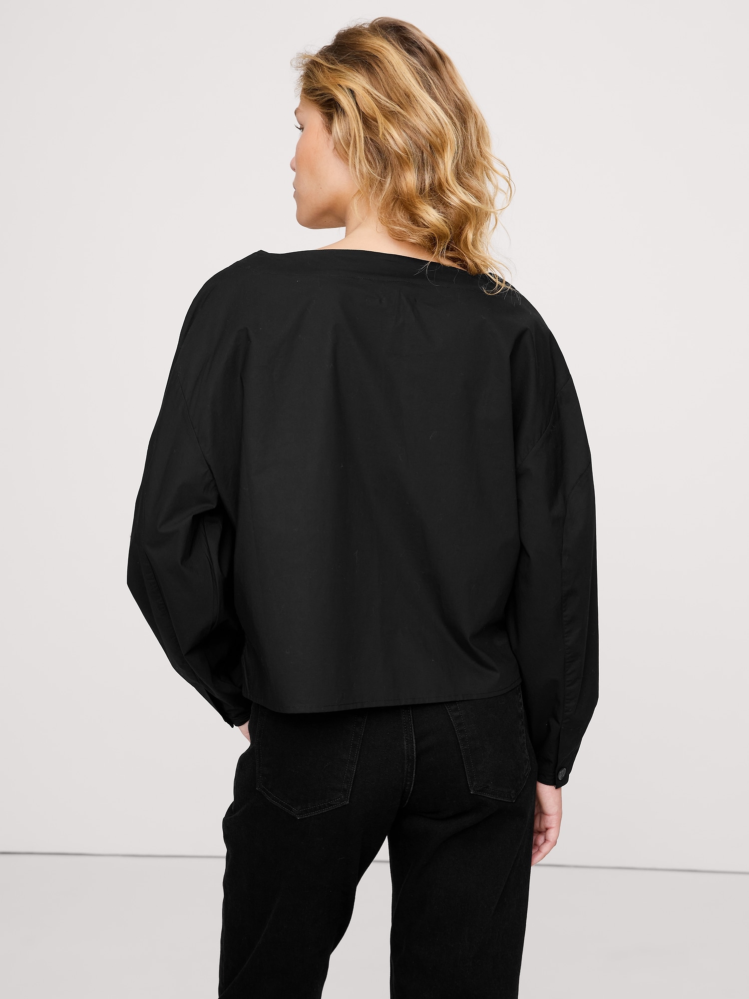 Image number 5 showing, Cotton Poplin Volume-Sleeve Top
