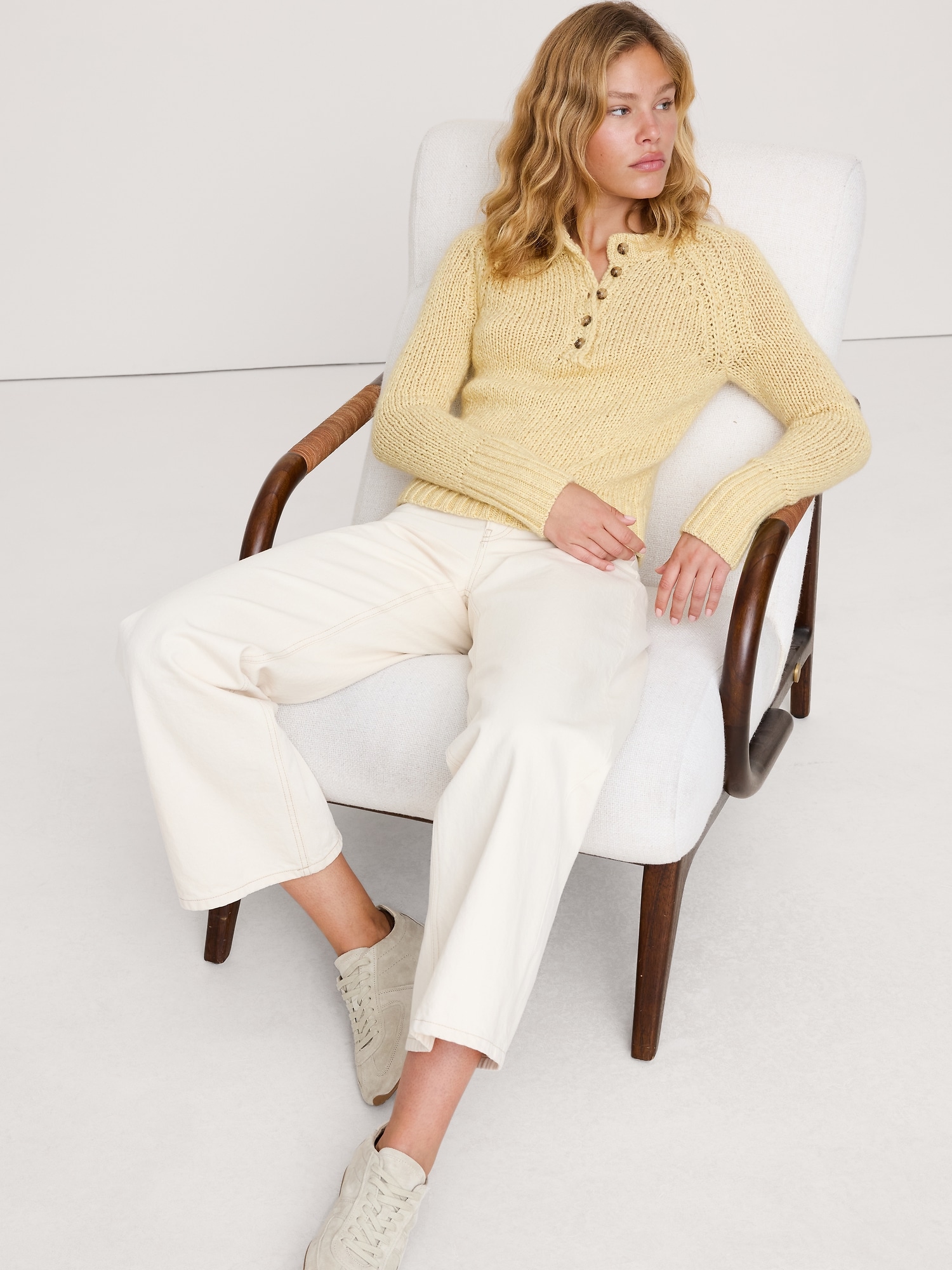 CHANDAIL HENLEY EN MÉLANGE DE COTON, ALPAGA ET LAINE MÉRINOS - Soleil Du Sahara