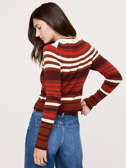 Shrunken Cotton-Silk Crew-Neck Sweater | Banana Republic