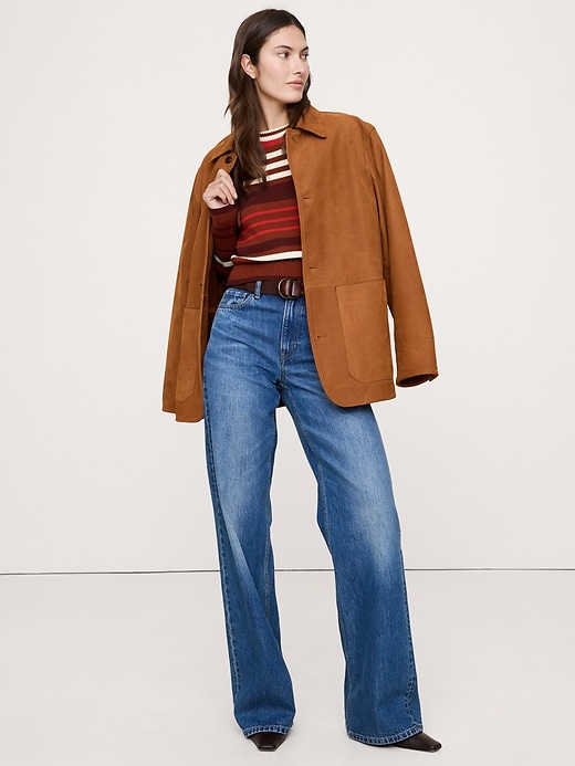 Shrunken Cotton-Silk Crew-Neck Sweater | Banana Republic