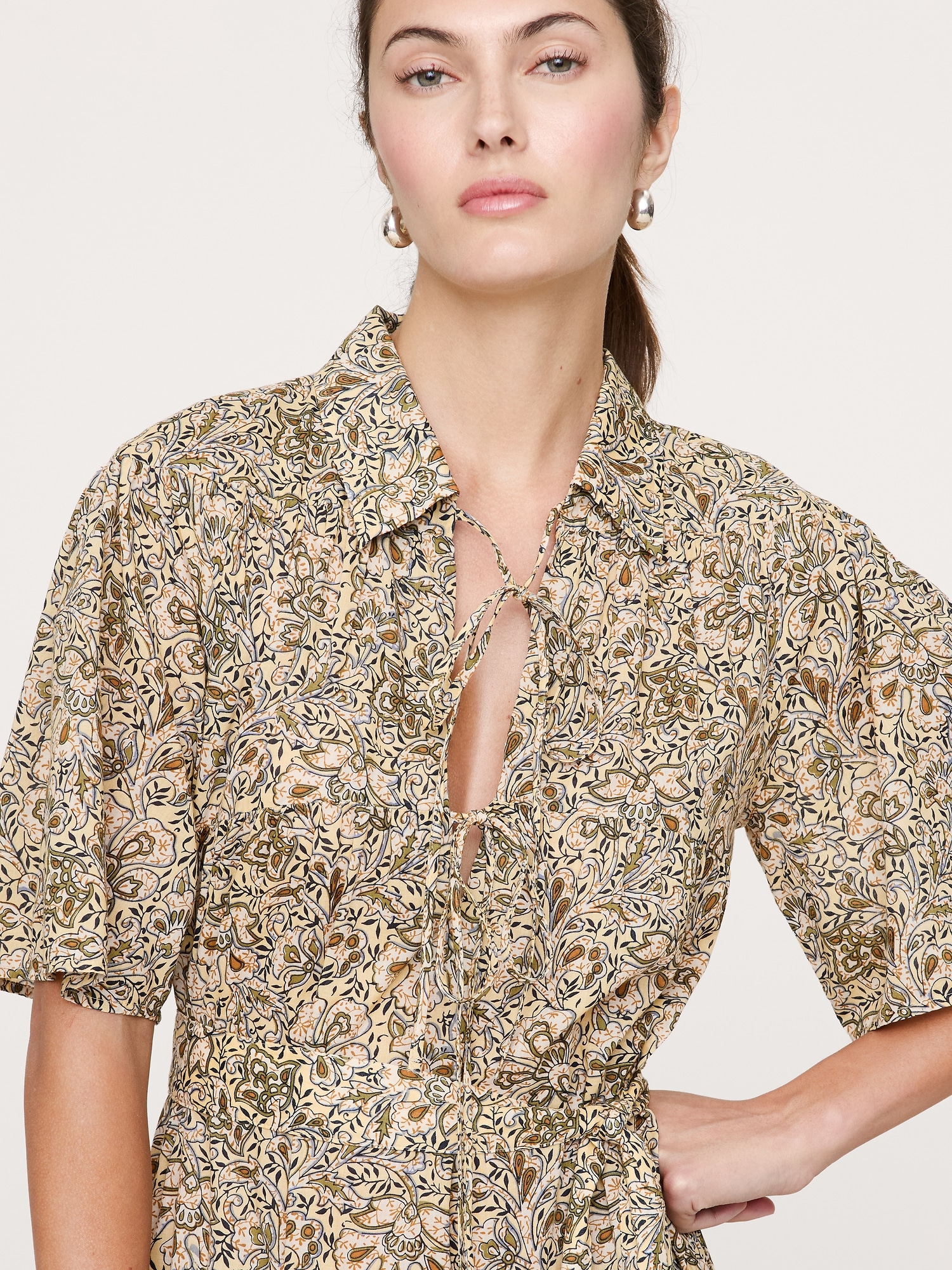Image number 7 showing, Cotton Tie-Front Shirt Dress