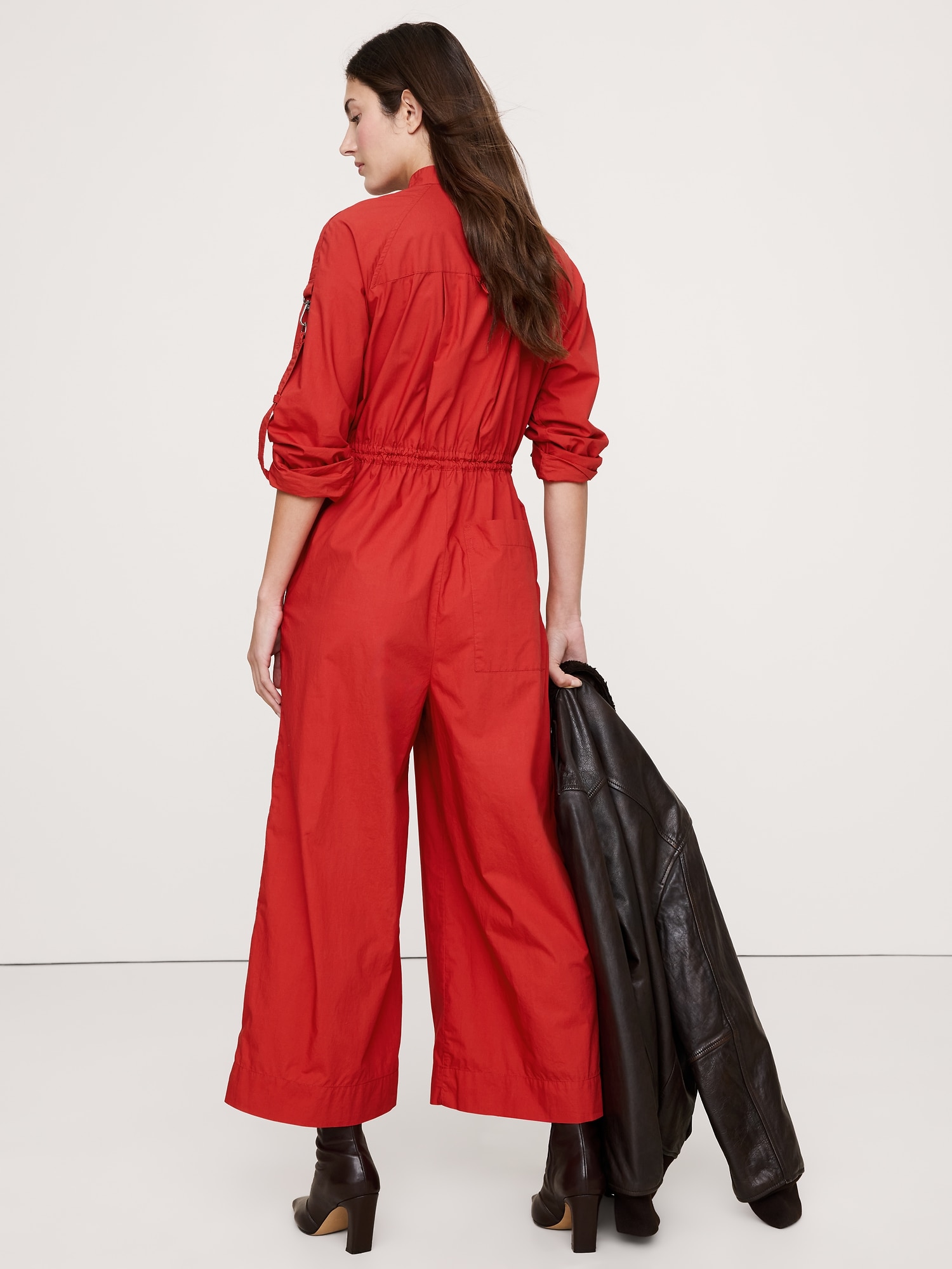 Image number 6 showing, Cotton Poplin Zip Utility Cropped Jumpsuit