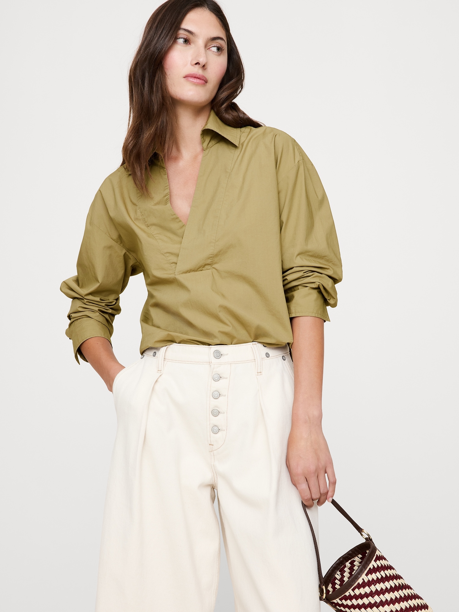 Oversized Long-Sleeve Popover Tunic
