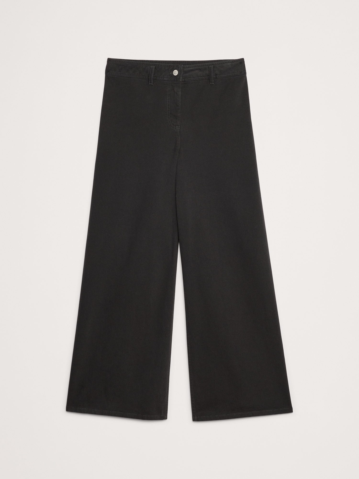 Image number 4 showing, HIGH-RISE WIDE-LEG STRETCH-COTTON TWILL PANT