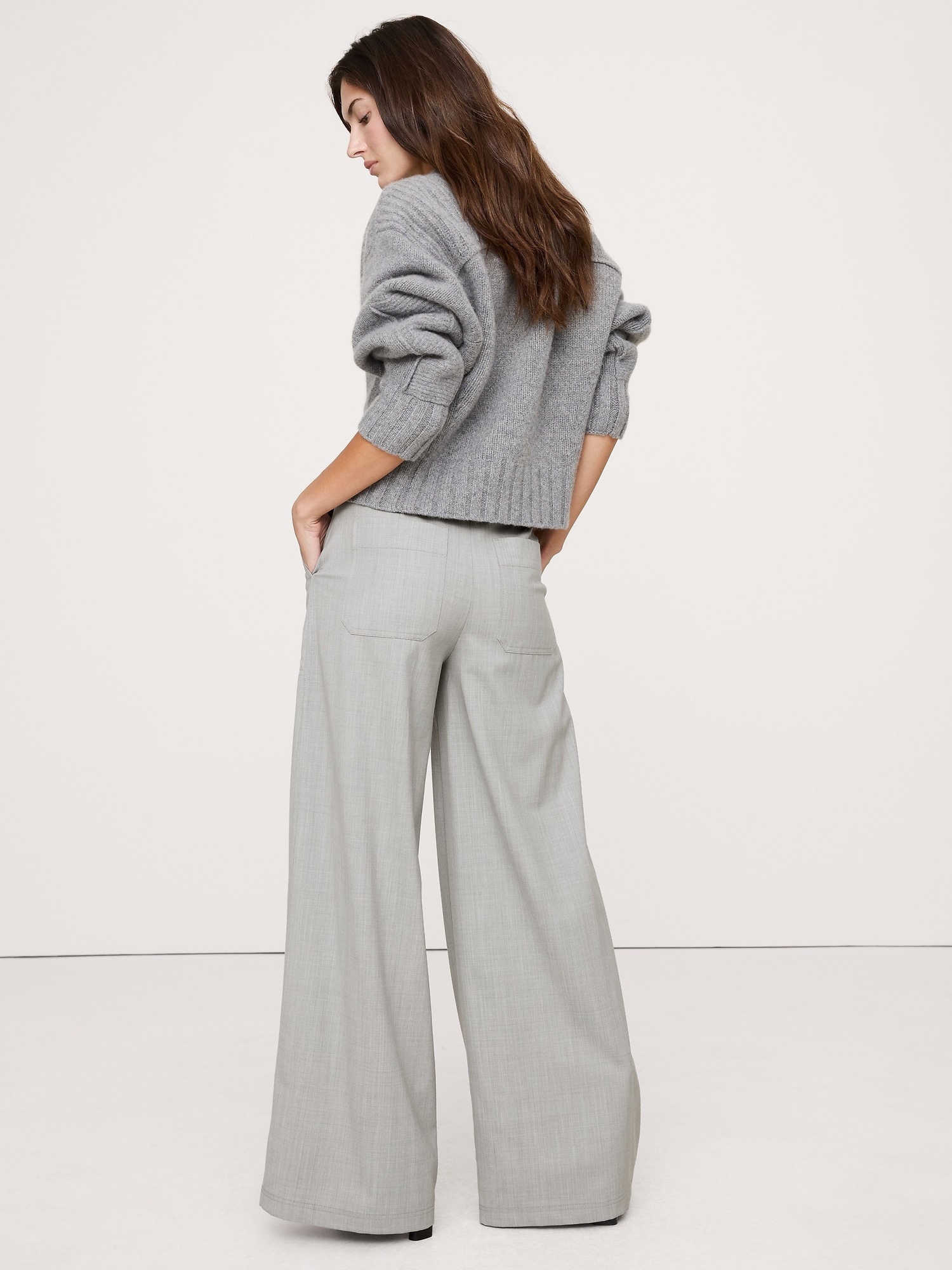 Image number 3 showing, High-Rise Wide-Leg Italian Wool Pant