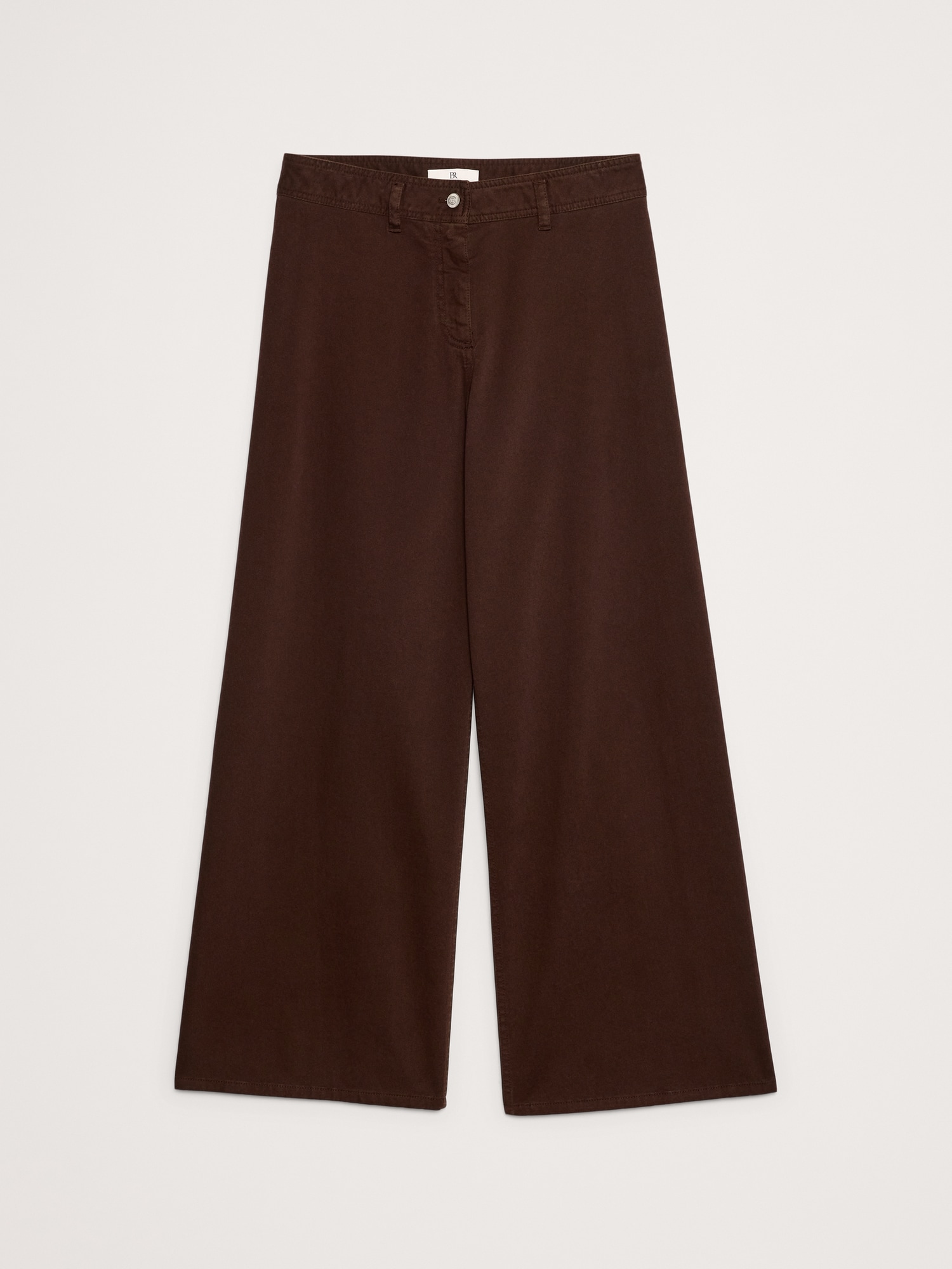 Image number 4 showing, HIGH-RISE WIDE-LEG STRETCH-COTTON TWILL PANT