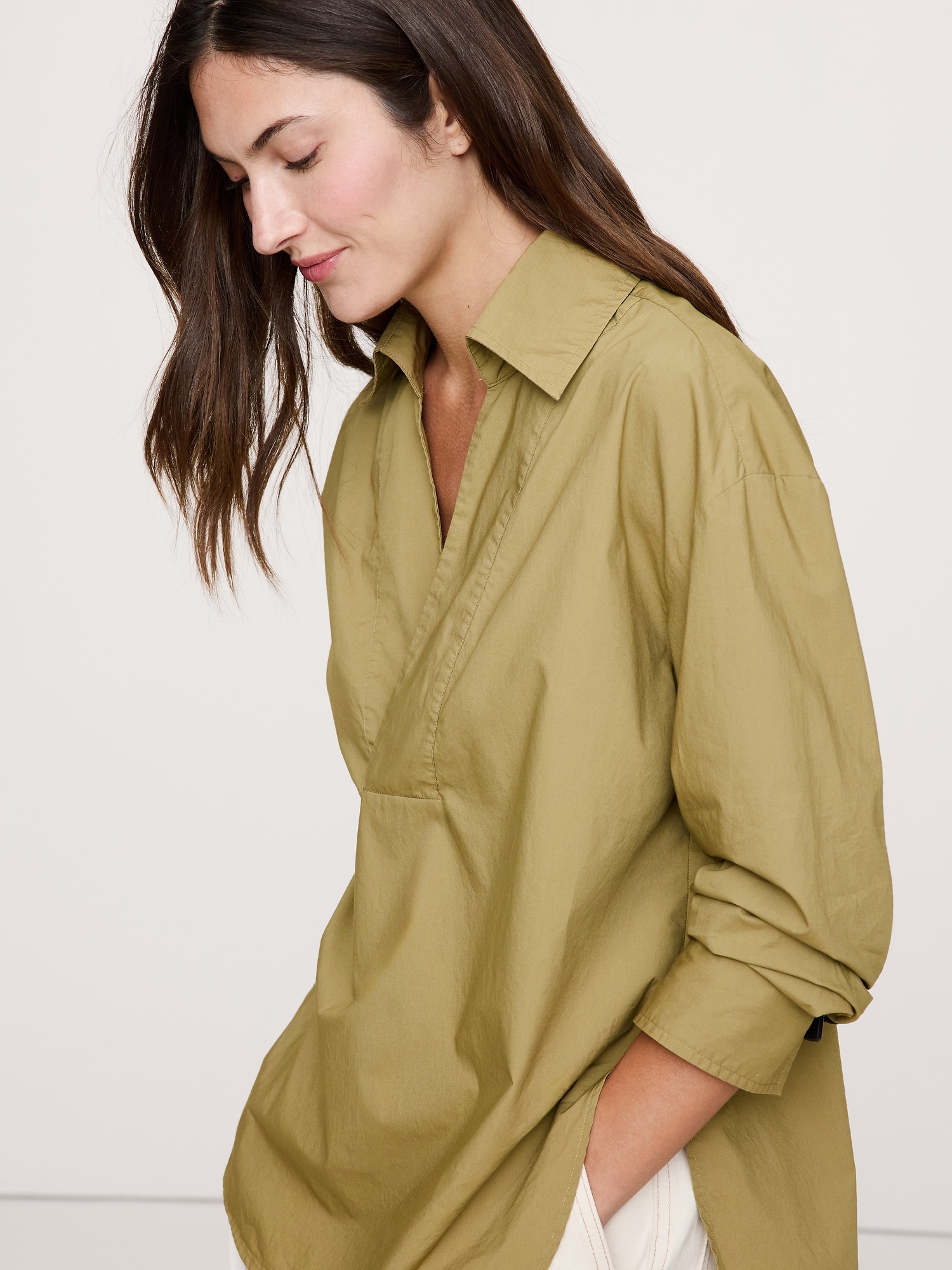 Oversized Long-Sleeve Popover Tunic