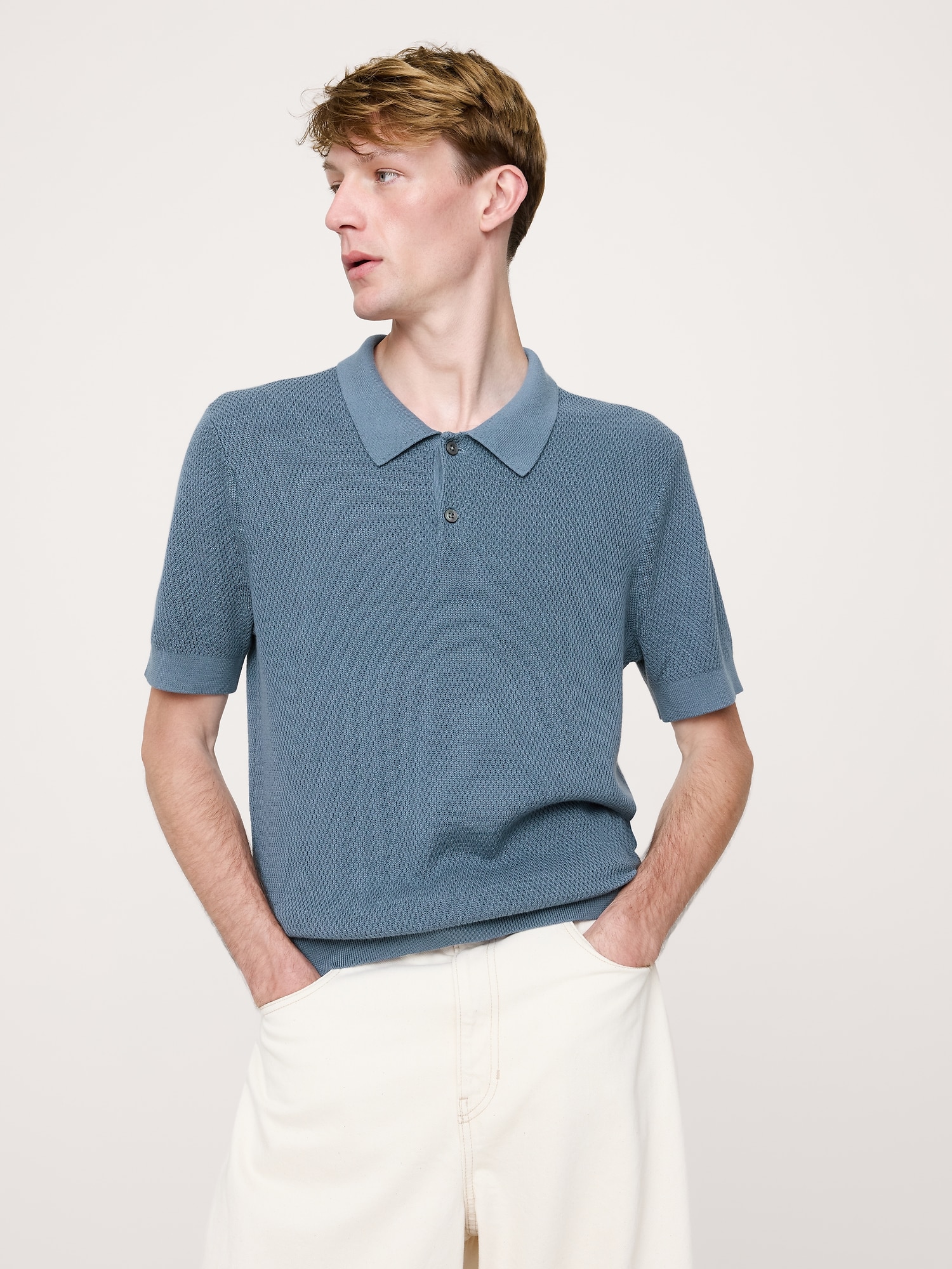 Image number 1 showing, Cotton Mesh Sweater Polo