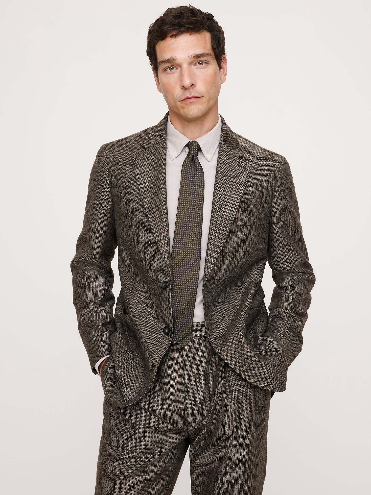 Image number 1 showing, Italian Windowpane Suit Jacket