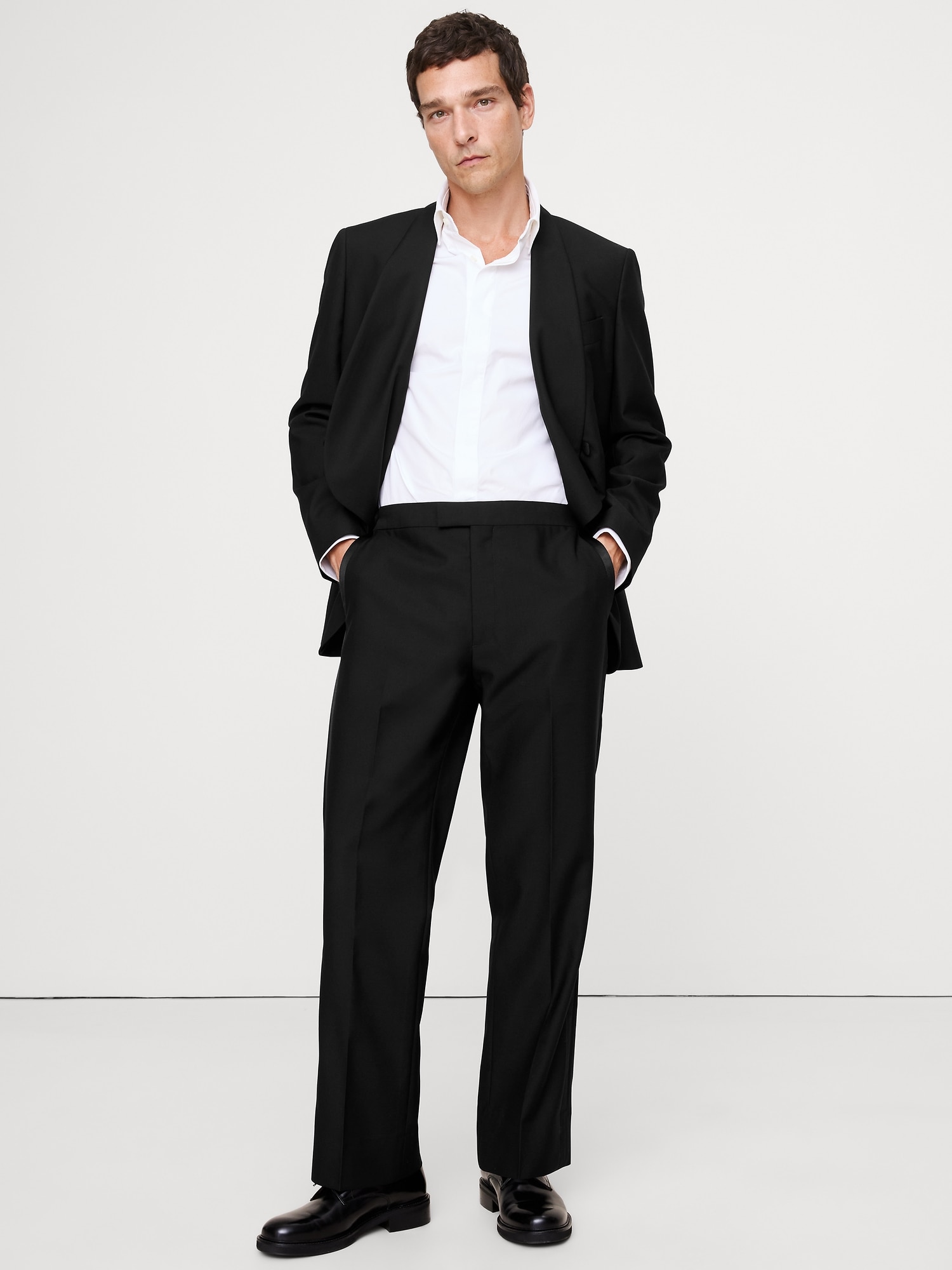 Image number 1 showing, Straight Italian Barathea Tuxedo Pant