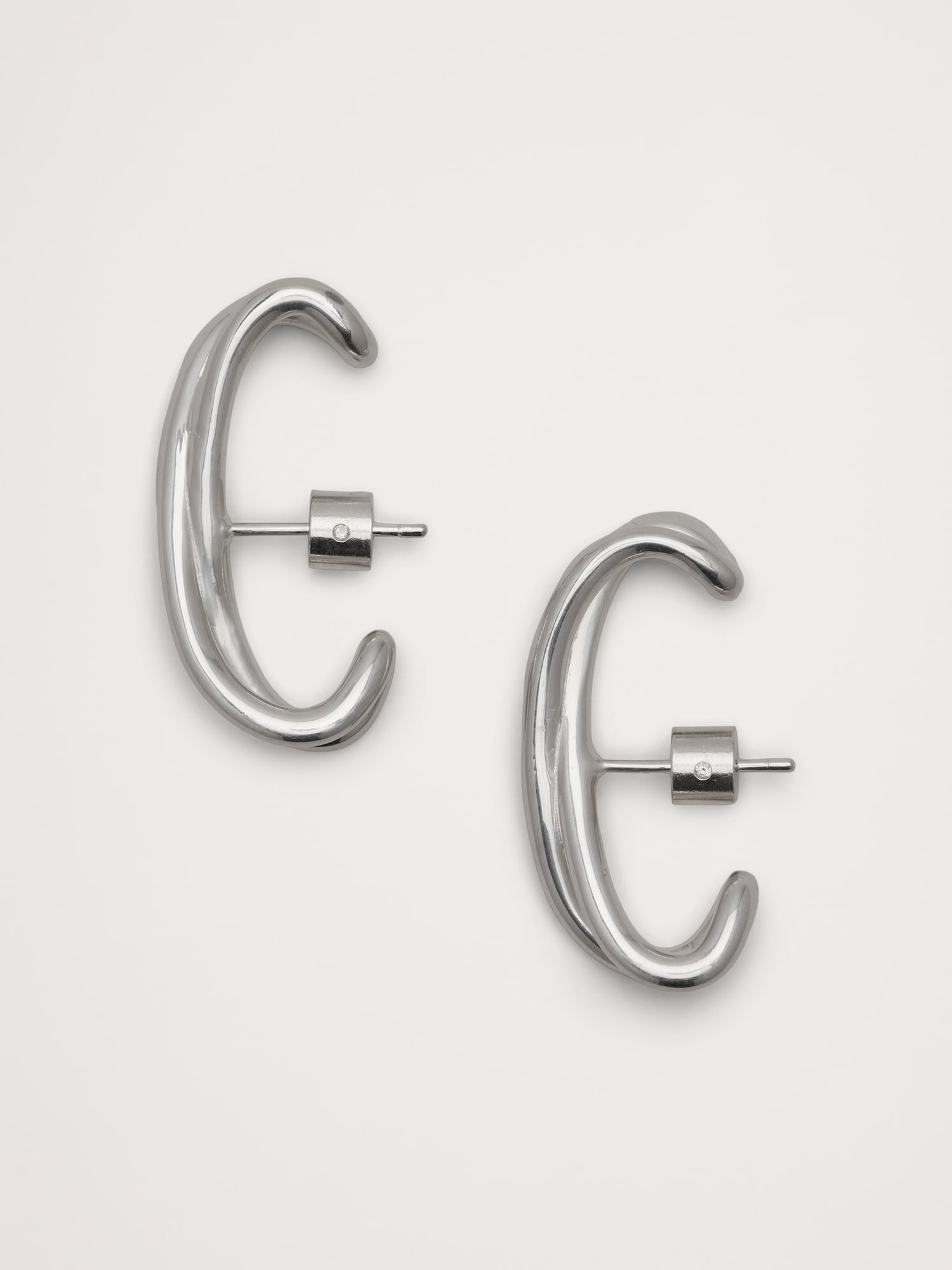 Knotted Ear Cuff With Post Backs - Silver