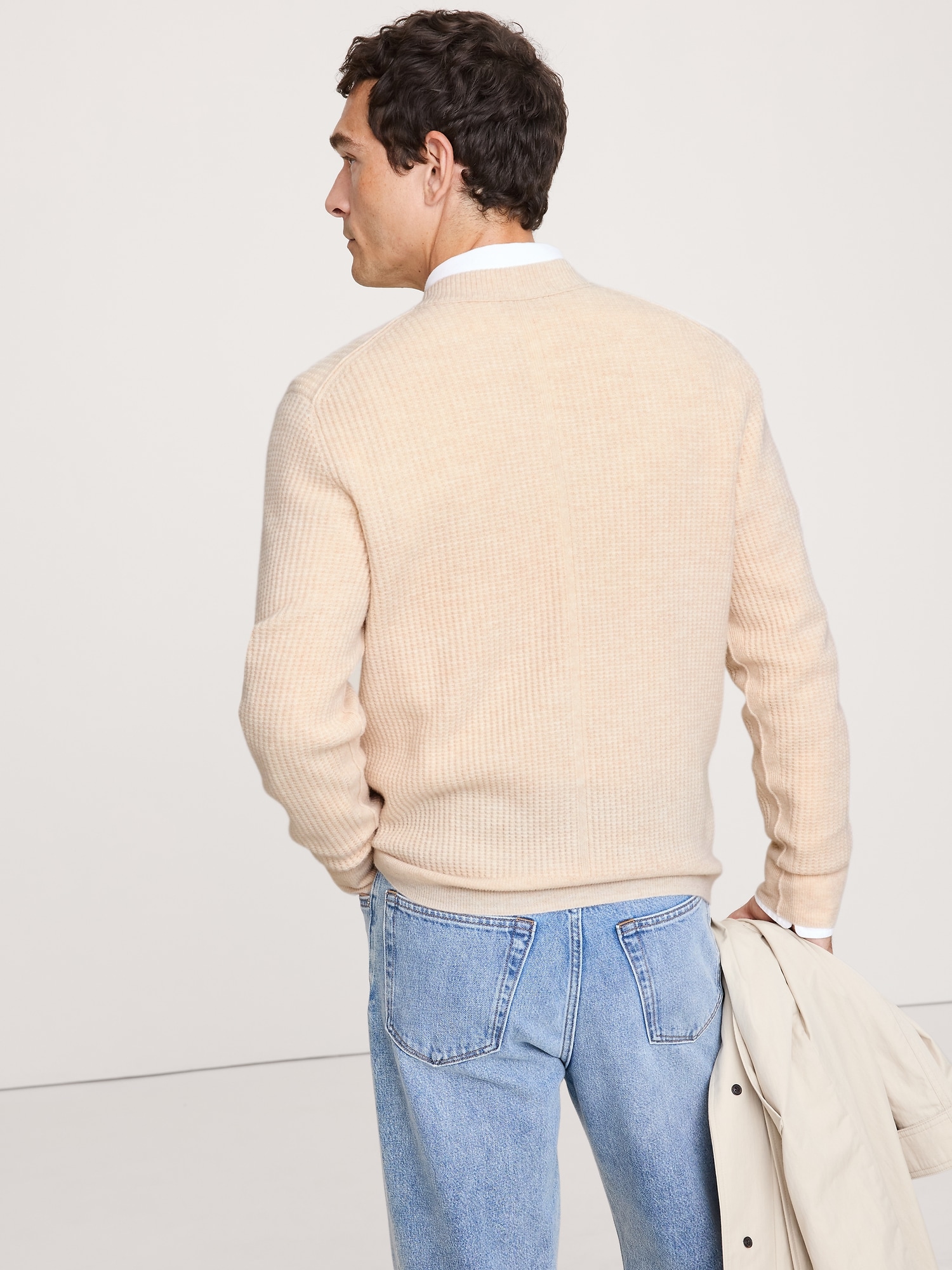 Image number 2 showing, Italian Merino-Cashmere Waffle-Knit Sweater