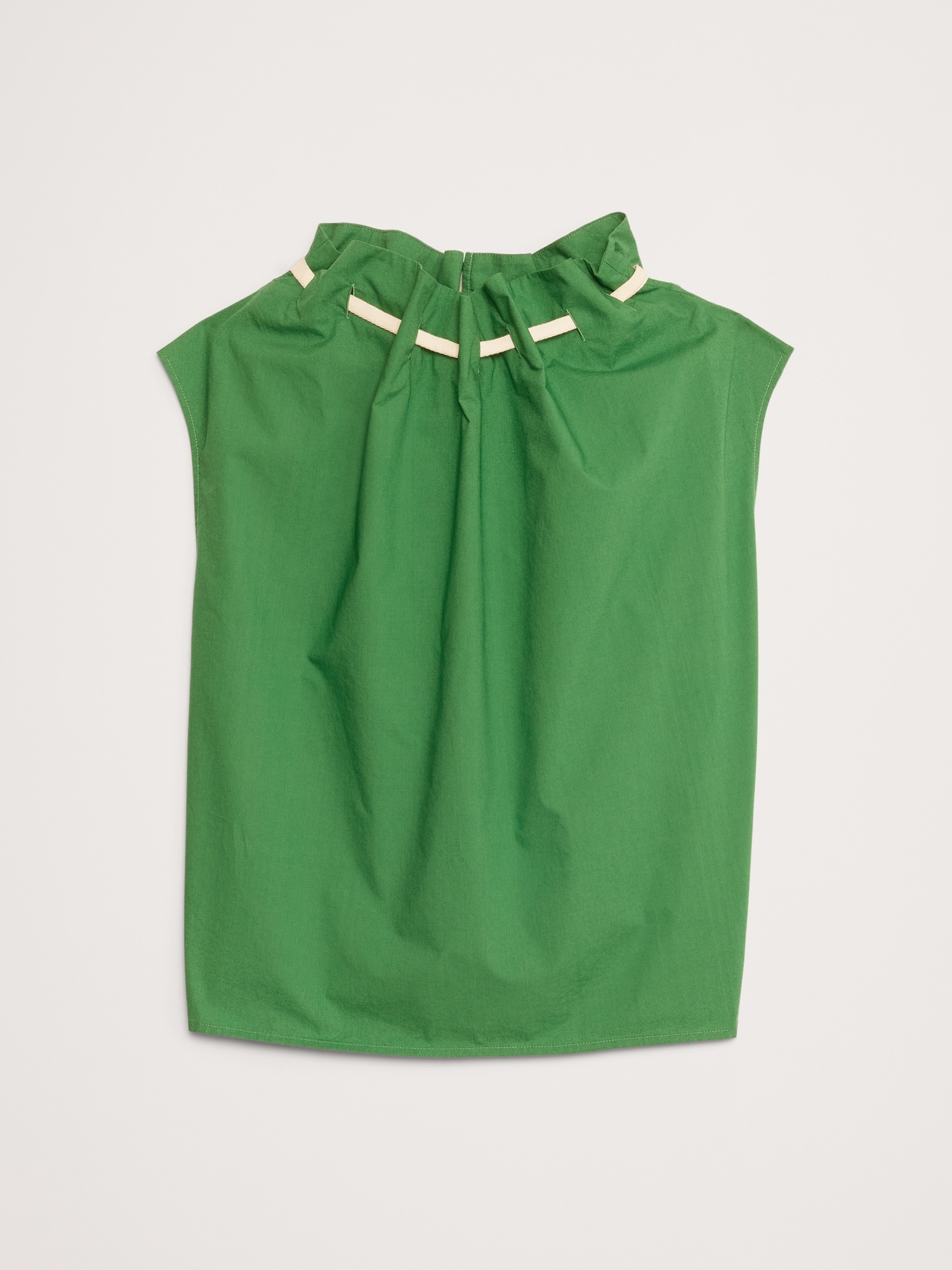 Image number 4 showing, COTTON POPLIN CINCH-NECK TOP