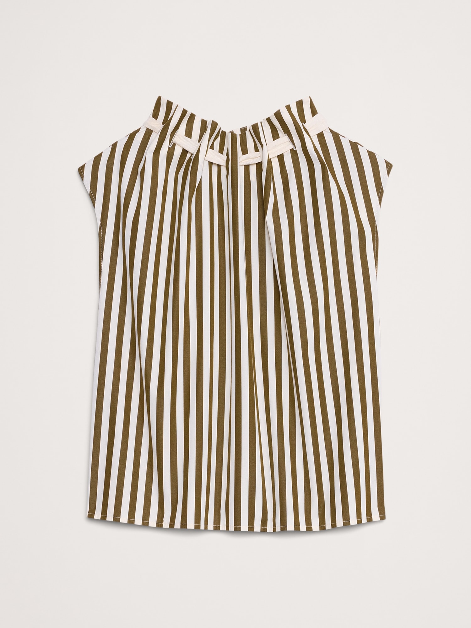 Image number 4 showing, COTTON POPLIN CINCH-NECK TOP