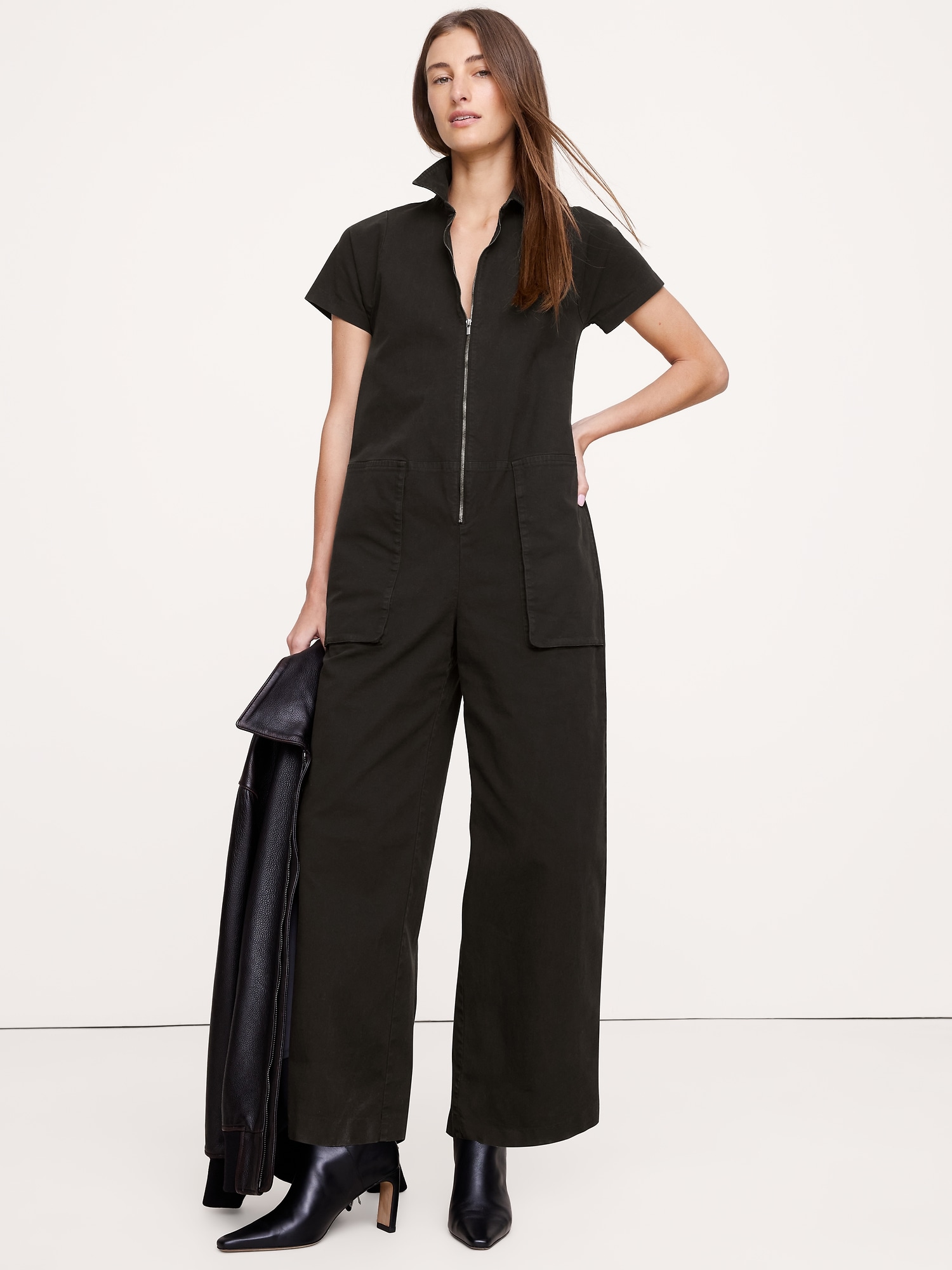 Canvas Utility Jumpsuit - Black