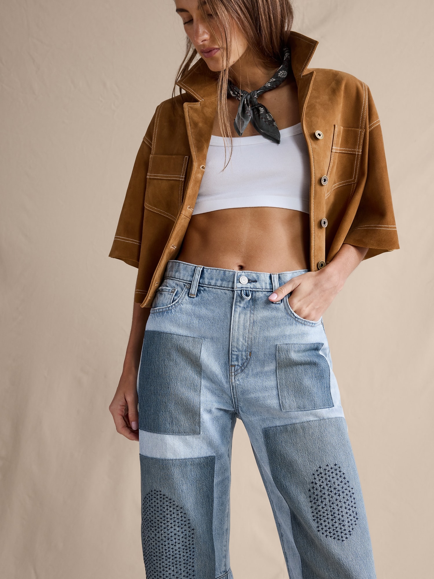 L'image numéro 3 présente Jean coupe baril taille mi-basse longueur cheville