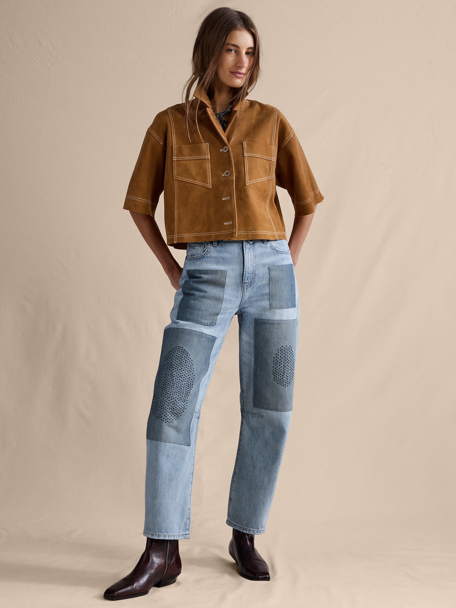 Jean coupe baril taille mi-basse longueur cheville