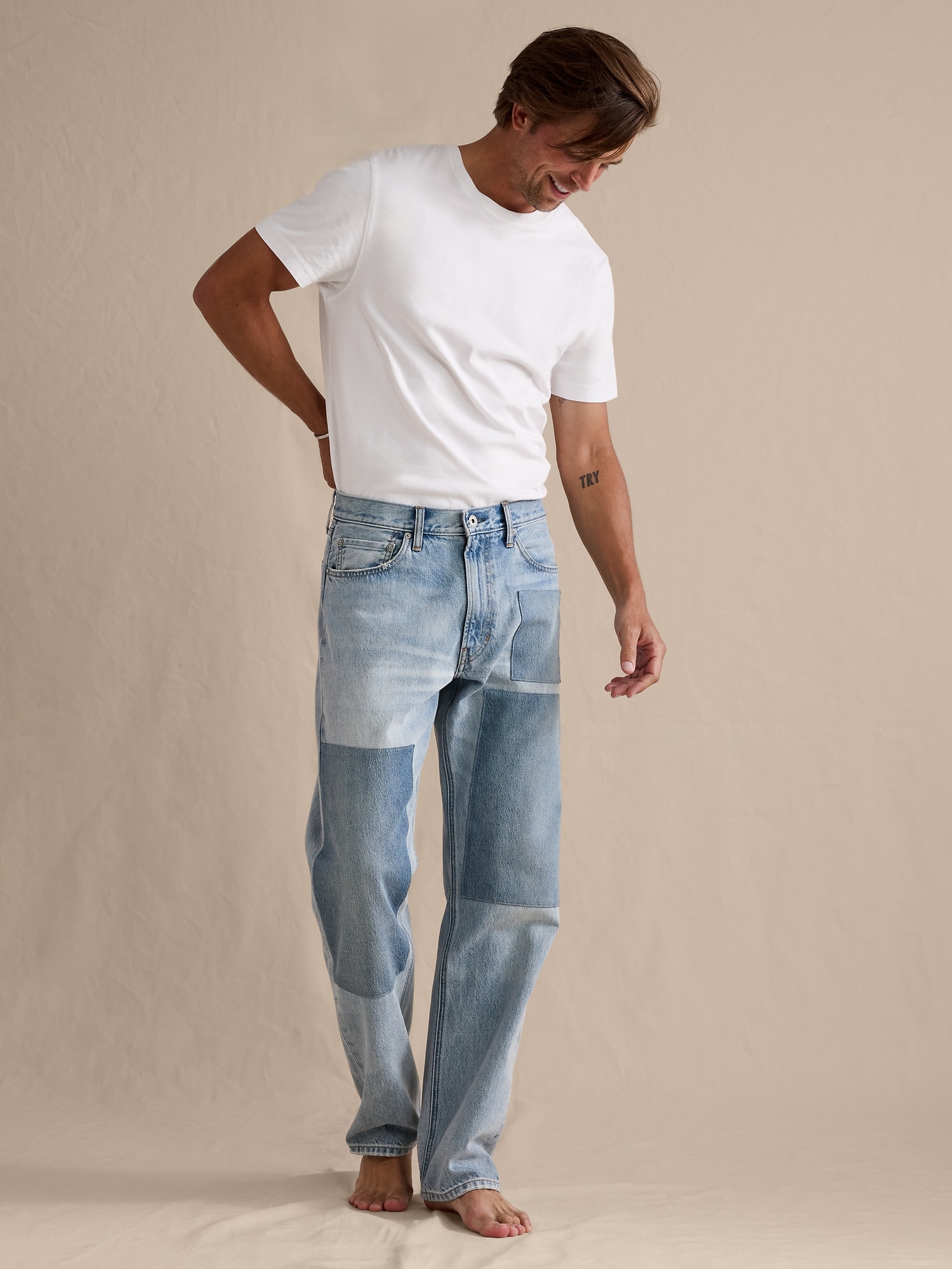 Image number 2 showing, Straight Patchwork Jean