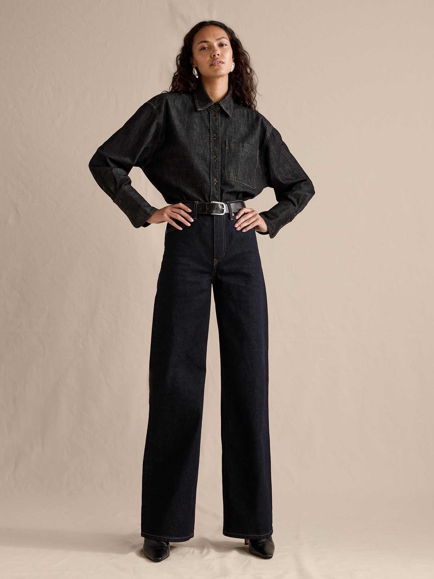 THE ICON CLASSIC WIDE-LEG JEAN - Rinse Dark Wash