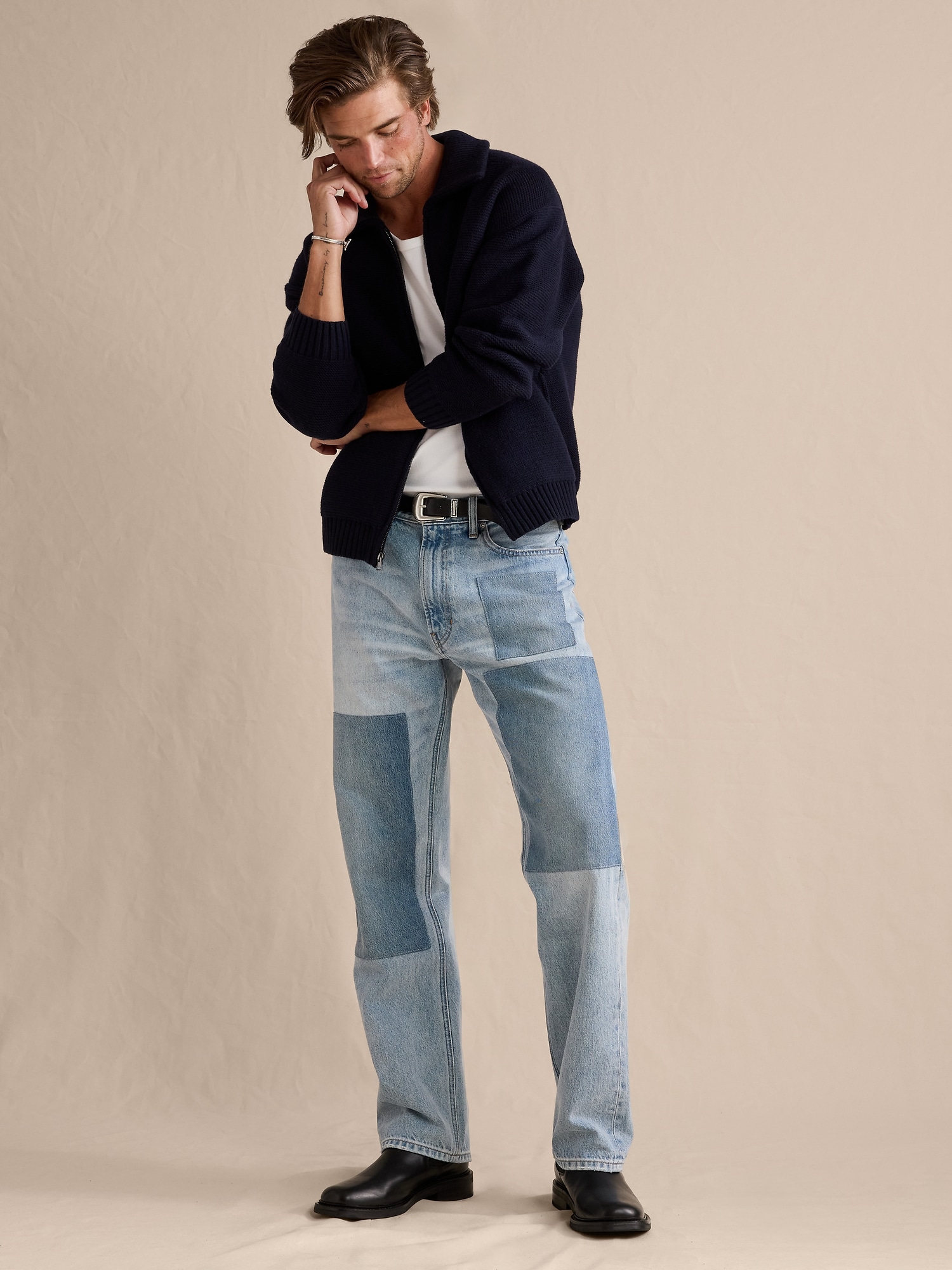 Image number 4 showing, Straight Patchwork Jean