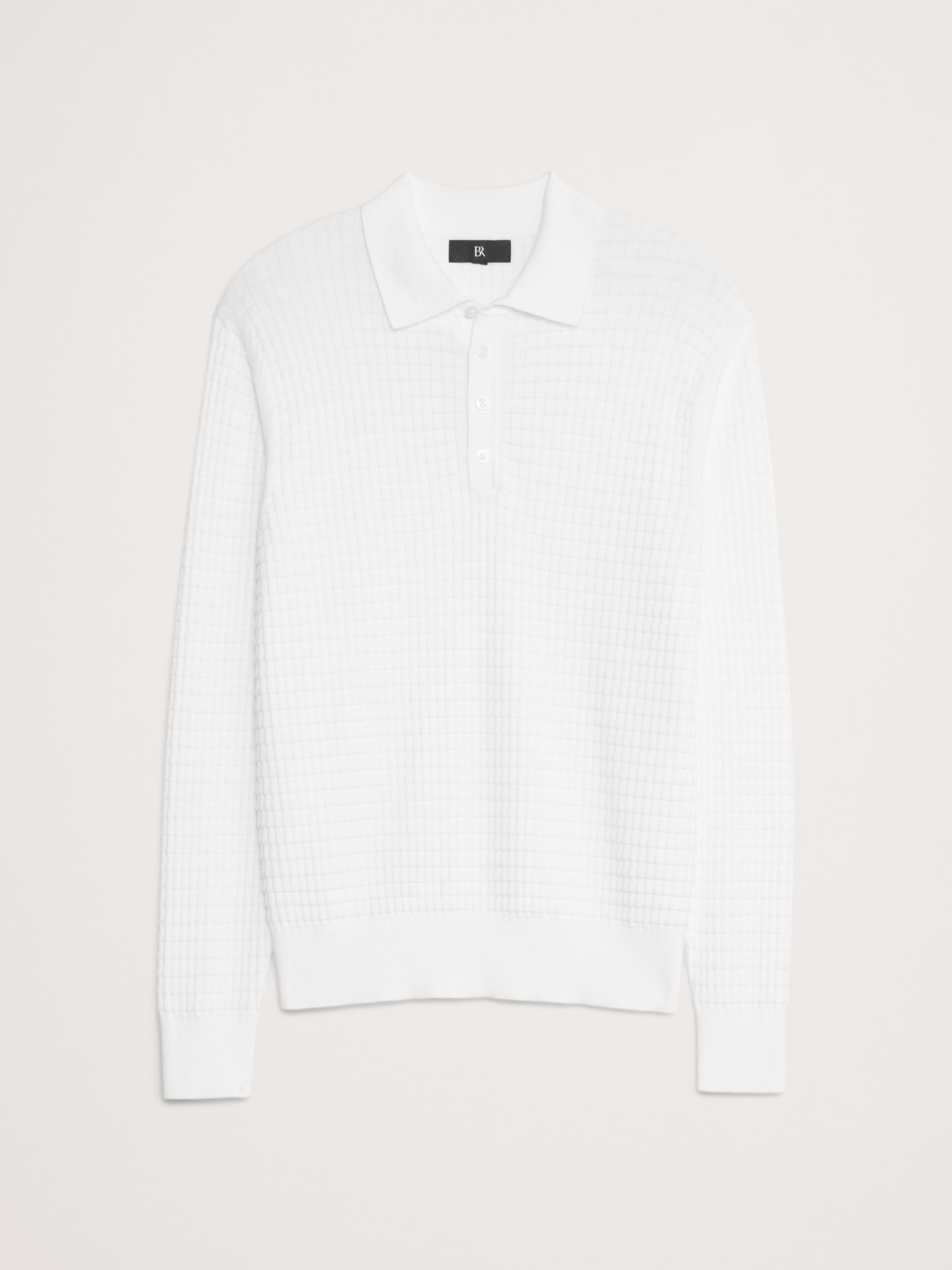 Image number 4 showing, TEXTURED COTTON LONG-SLEEVE SWEATER POLO