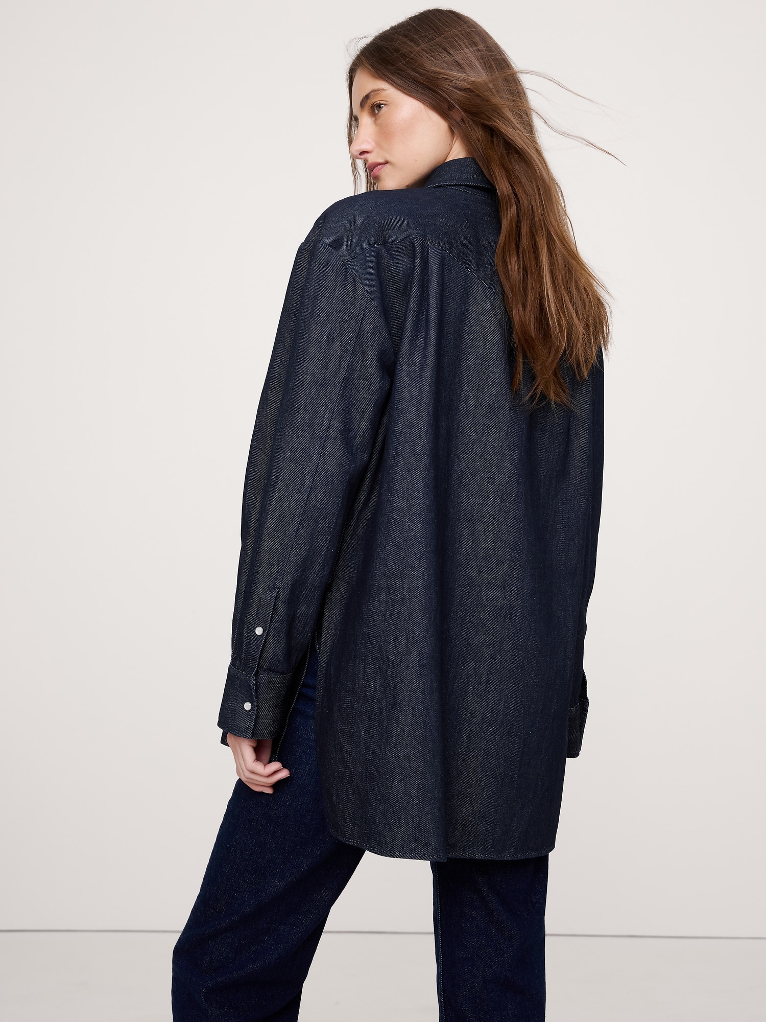 Image number 2 showing, ULTRA-OVERSIZED DENIM SHIRT JACKET
