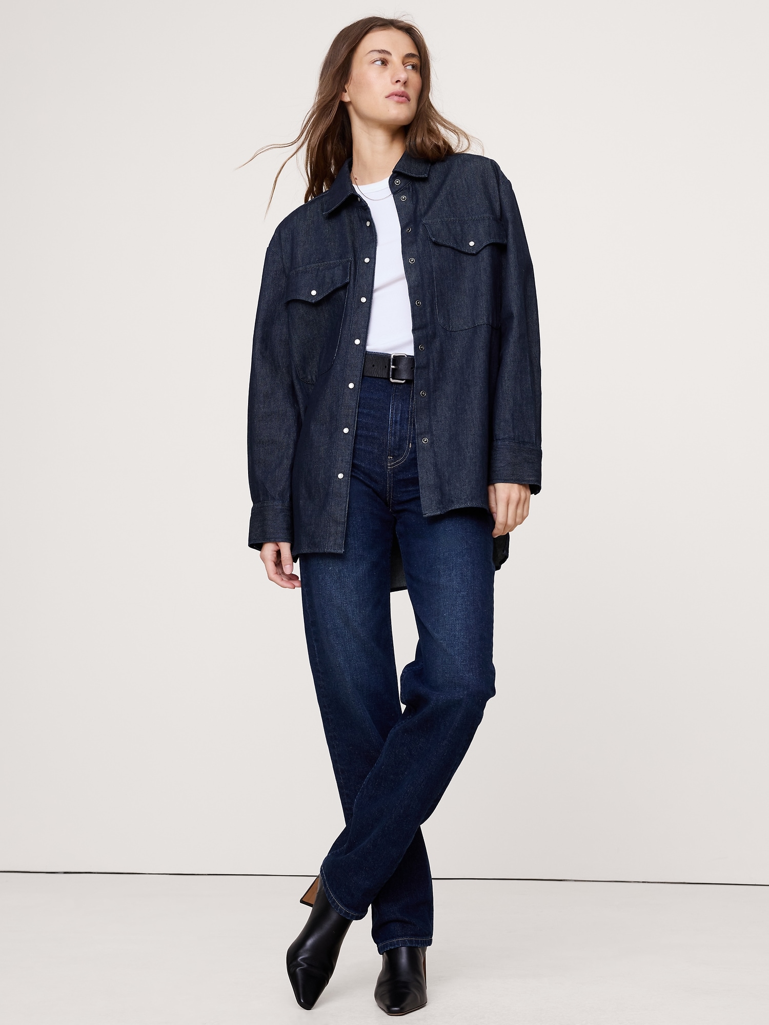 Image number 3 showing, ULTRA-OVERSIZED DENIM SHIRT JACKET