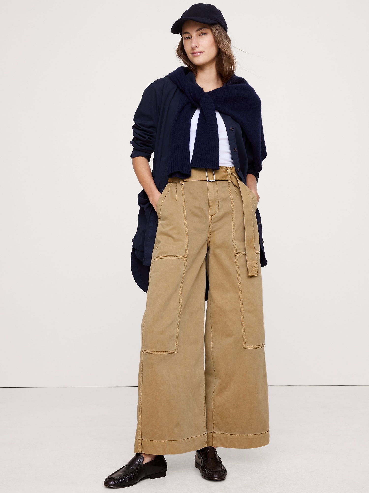 HIGH-RISE WIDE-LEG UTILITY CROP PANT - Whiskey Brown
