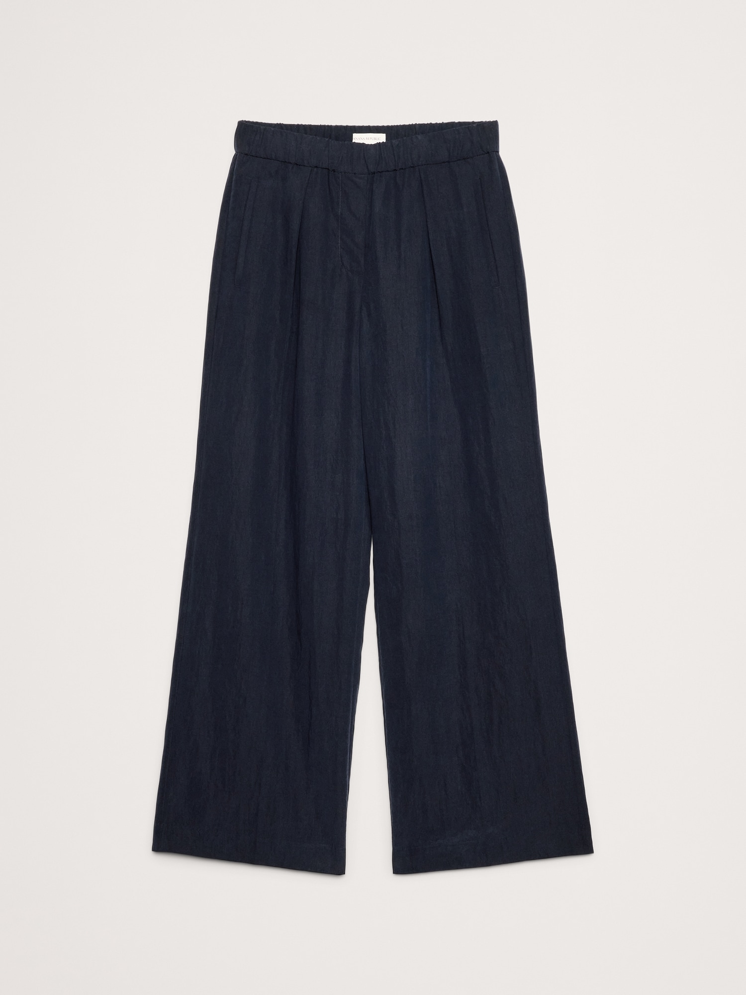 L'image numéro 4 présente Pantalon drapé à taille extensible mi-basse et jambe large