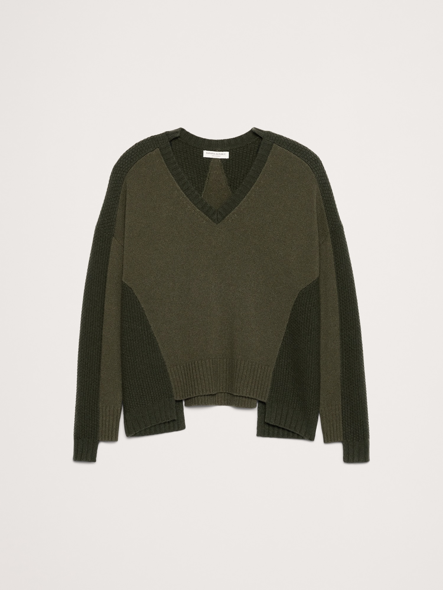 Image number 5 showing, Oversized Cashmere Mixed-Stitch V-Neck Sweater