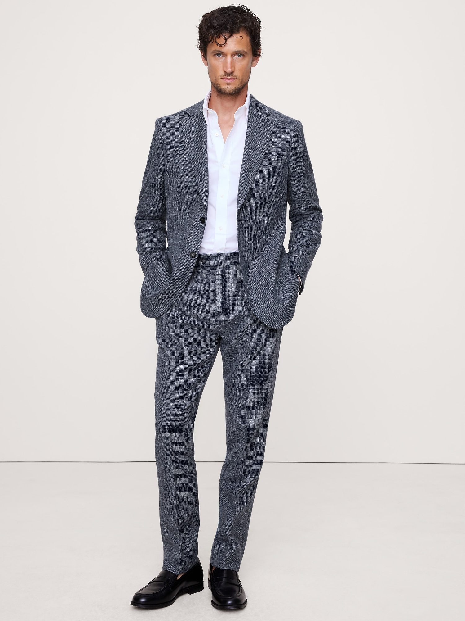 Image number 1 showing, ITALIAN COTTON-WOOL TWEED SUIT PANT
