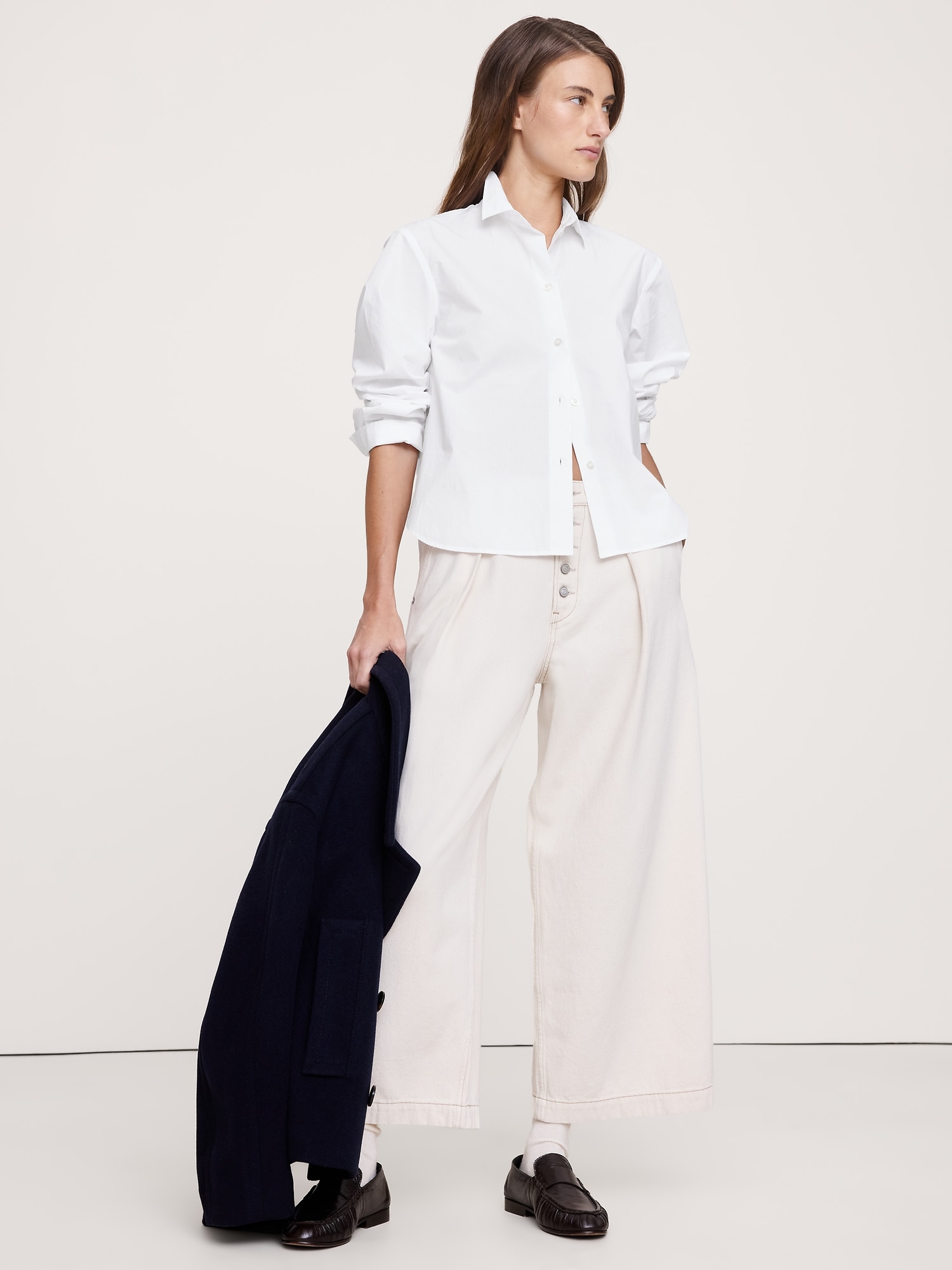 Image number 1 showing, BOXY COTTON POPLIN SHIRT