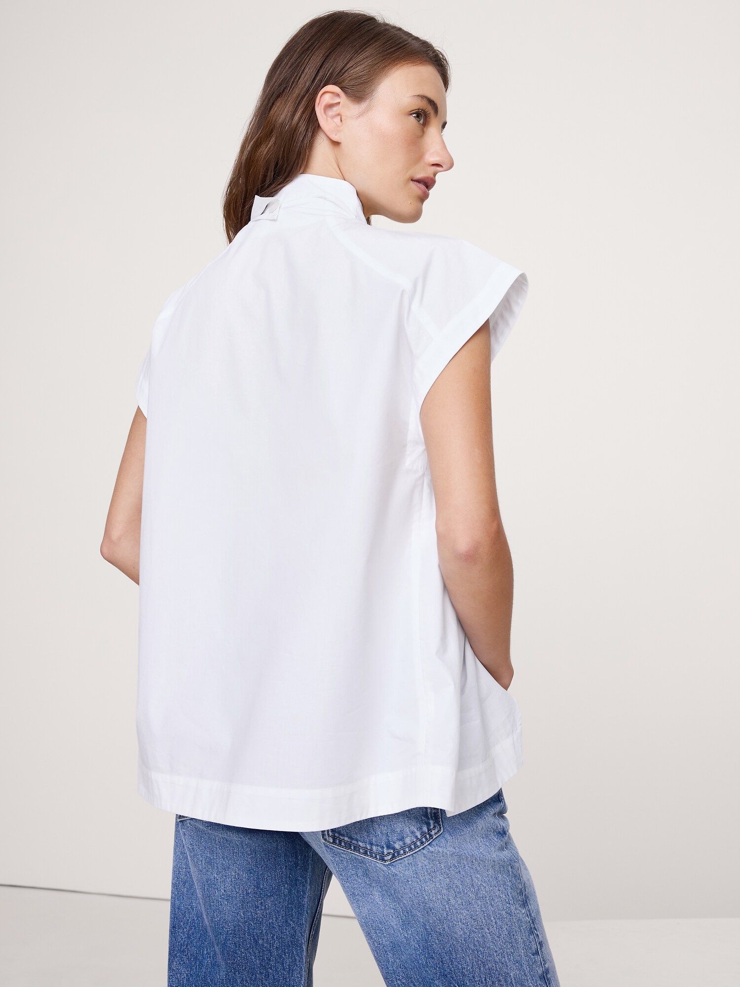 Image number 2 showing, COTTON POPLIN COWL NECK TUNIC